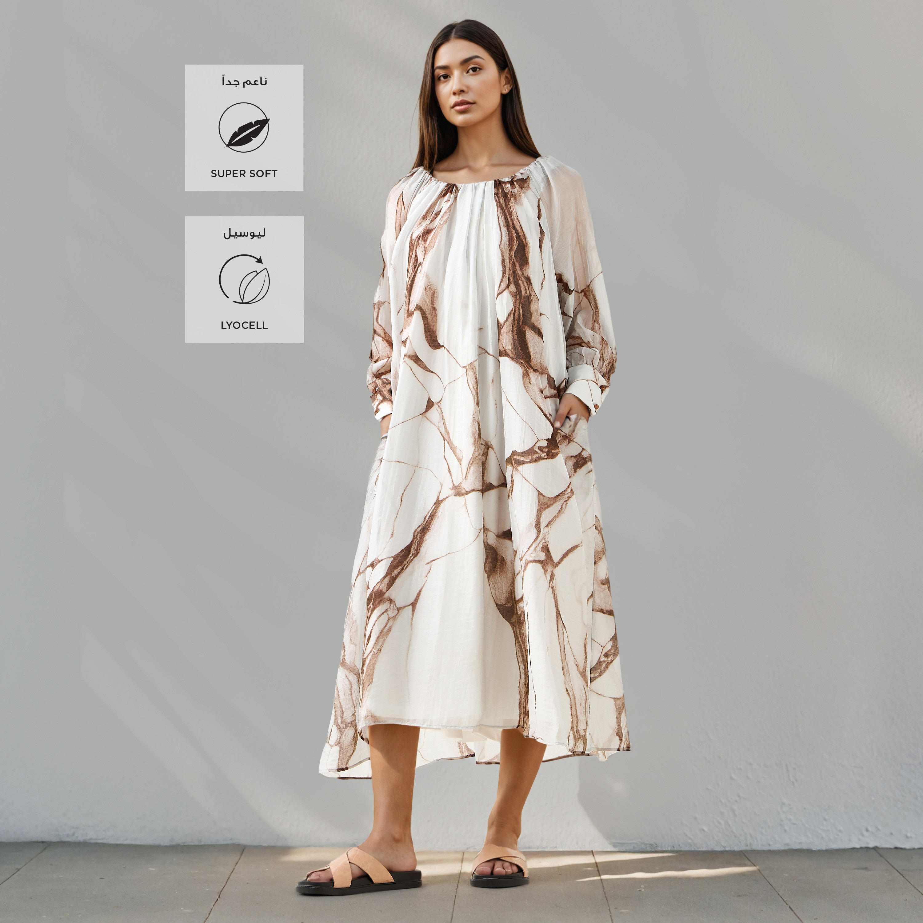 Iconic Marble Print Midi Dress with Pockets-women-clothing-dresses-image-2