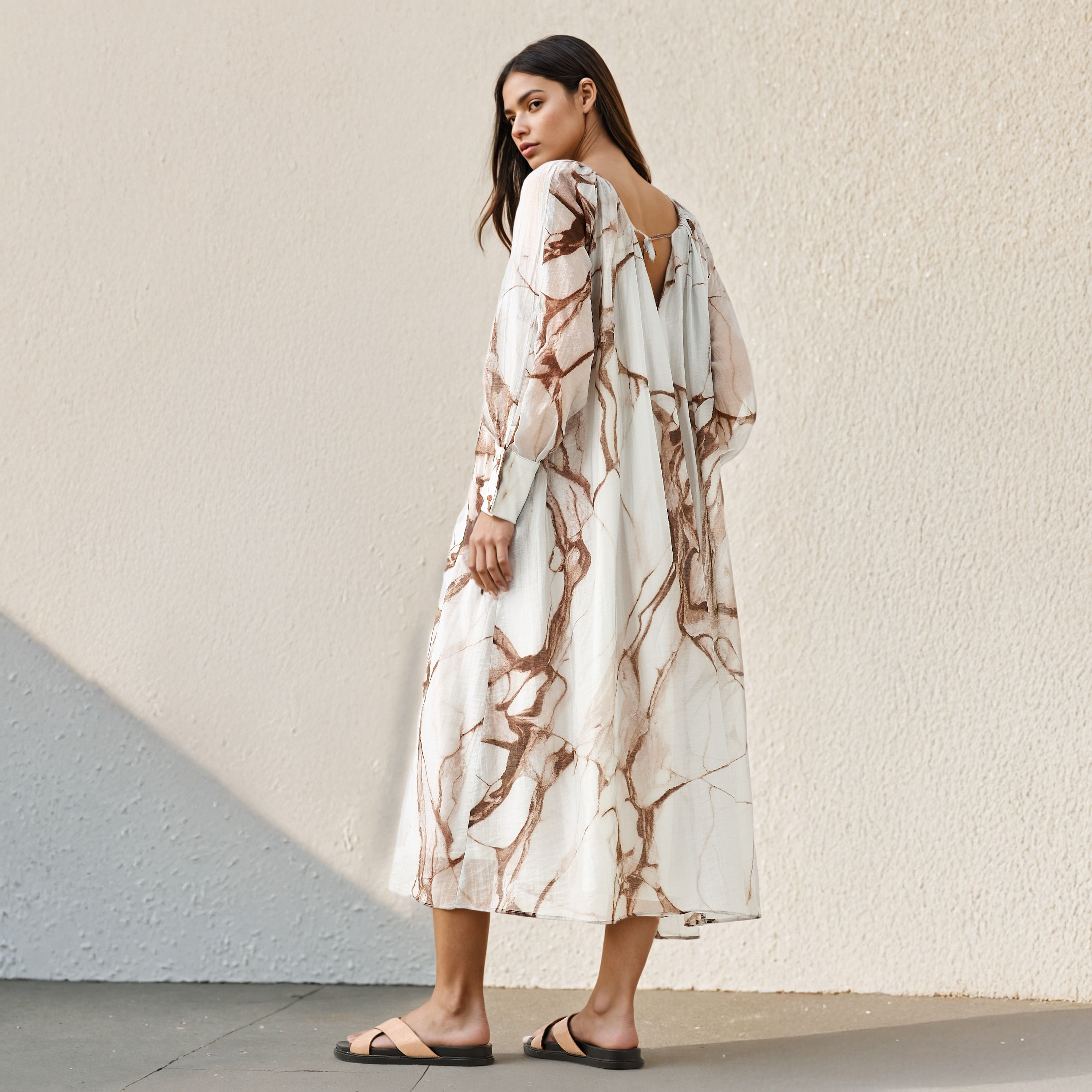 Iconic Marble Print Midi Dress with Pockets-women-clothing-dresses-image-3