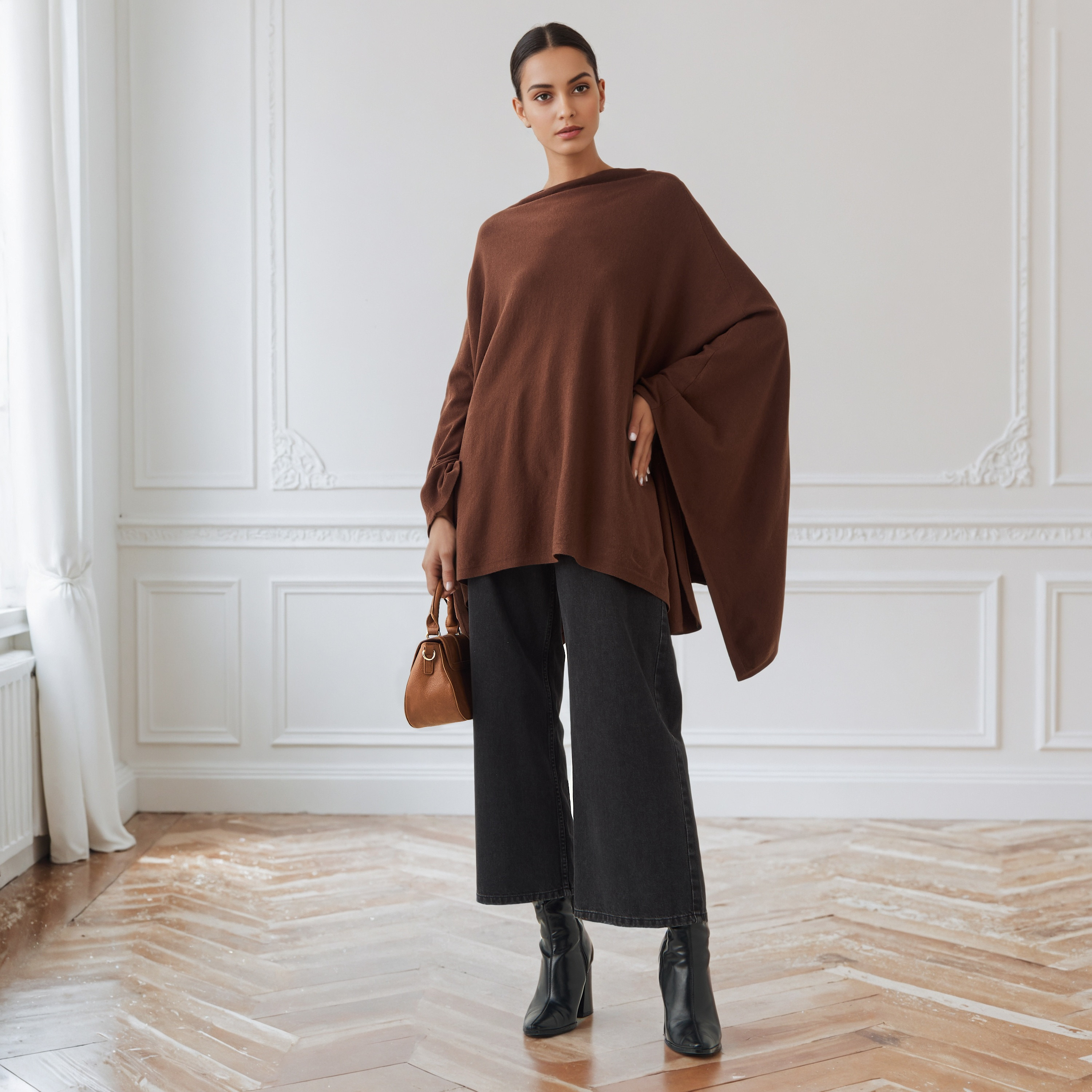 Iconic Cape Top with Long Sleeves-women-winterwear-cardigansandjumpers-cardigans-image-2