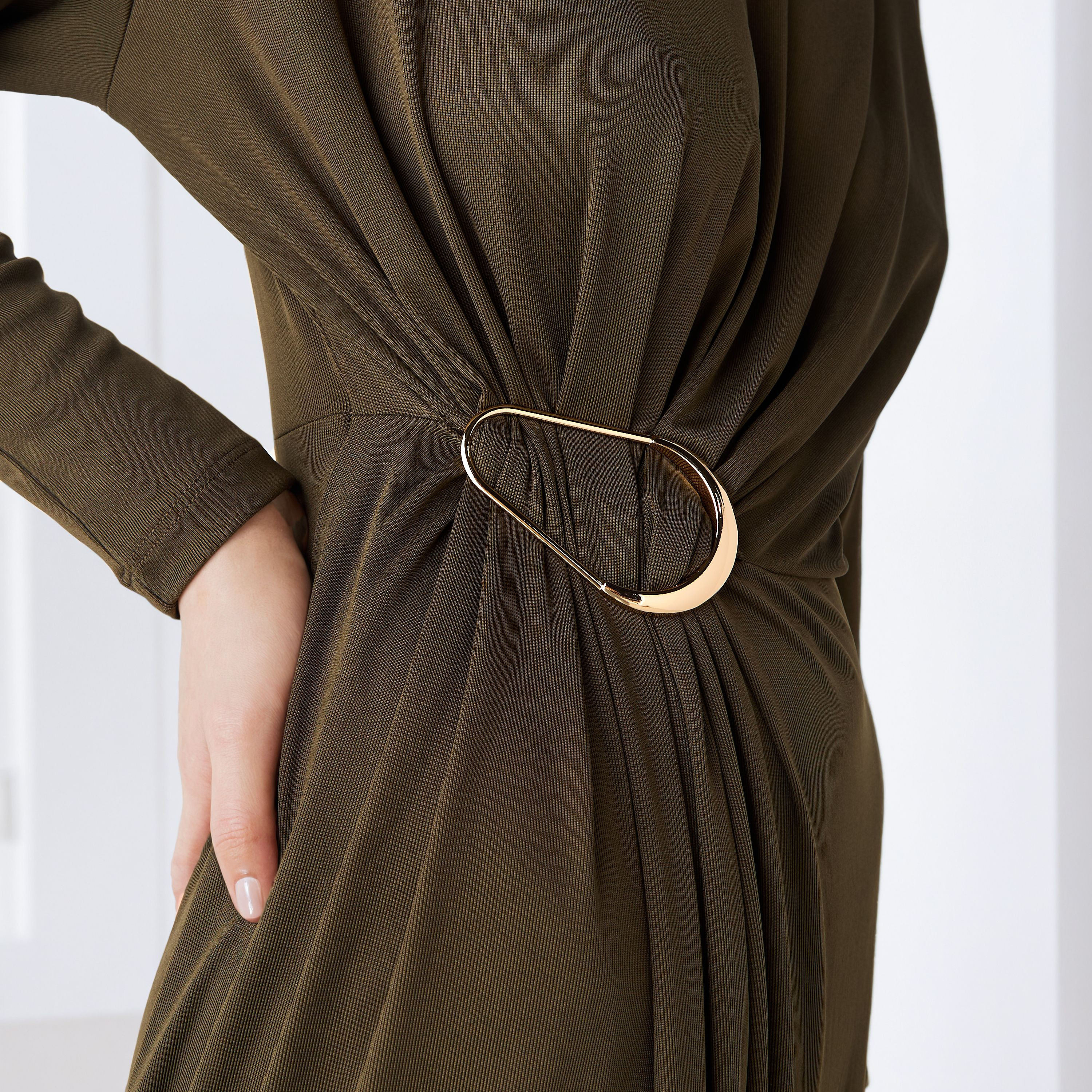 Iconic Textured Midi Dress with High Neck-women-clothing-dresses-image-5