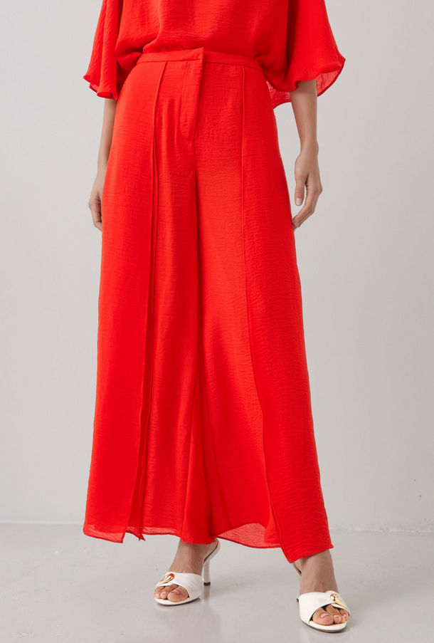 بنطلون واسع الساقين بخصر مطاطي وفتحات جانبية وجيوب من أيكونيك-women-clothing-bottoms-trousers-image-1