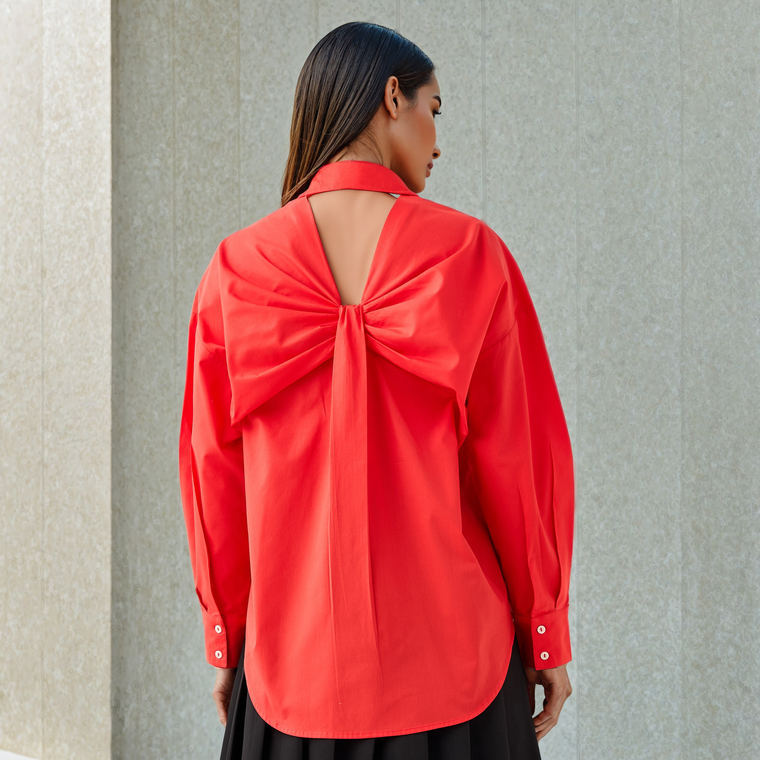 Iconic Cutout Accent Cotton Shirt-women-clothing-shirtsandblouses-shirts-image-1