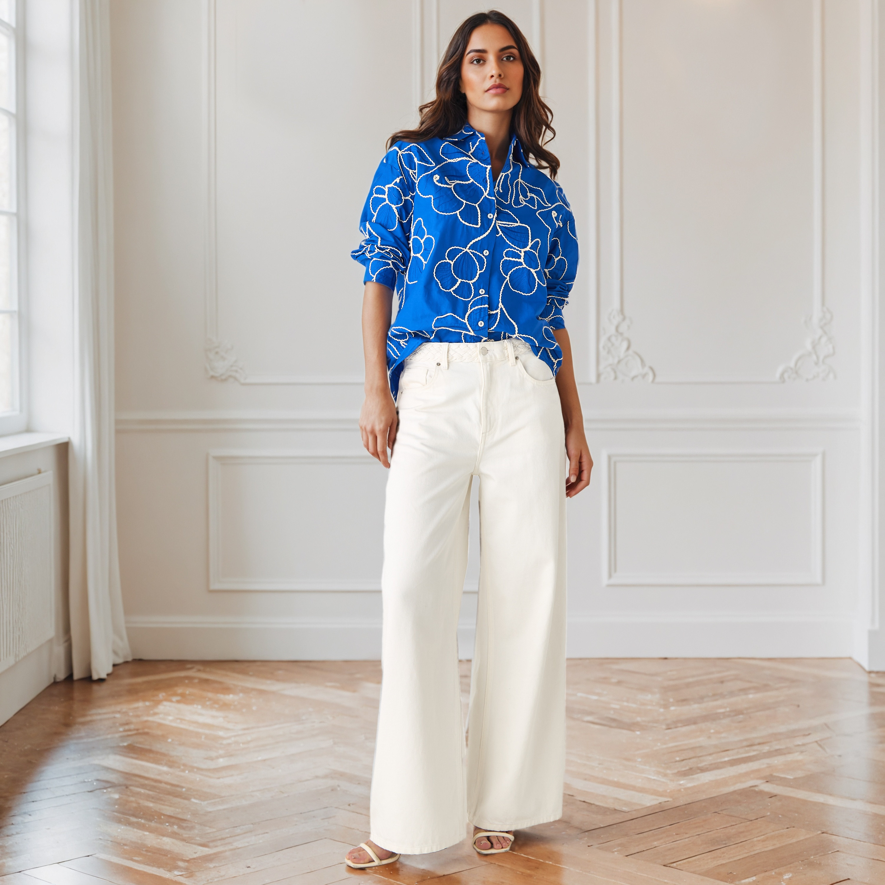 قميص قطن فضفاض مطرّز من آيكونيك-women-clothing-shirtsandblouses-shirts-image-2