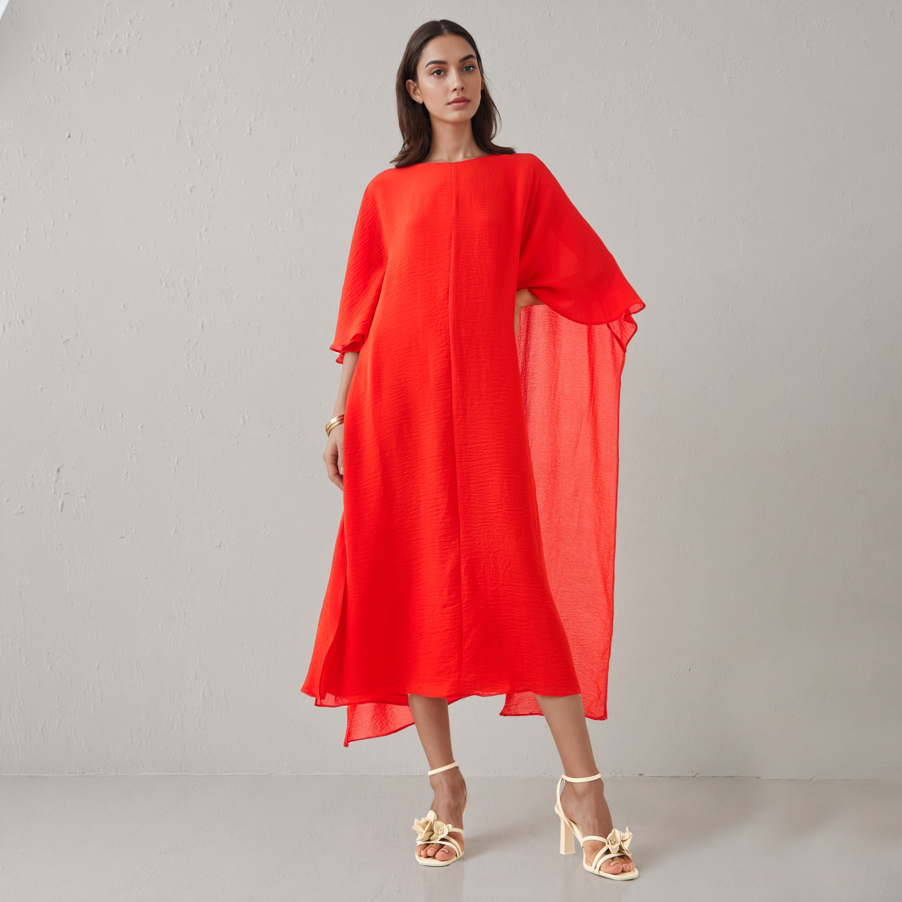 Iconic Midi Party Dress with Cape Sleeves-women-clothing-dresses-image-1