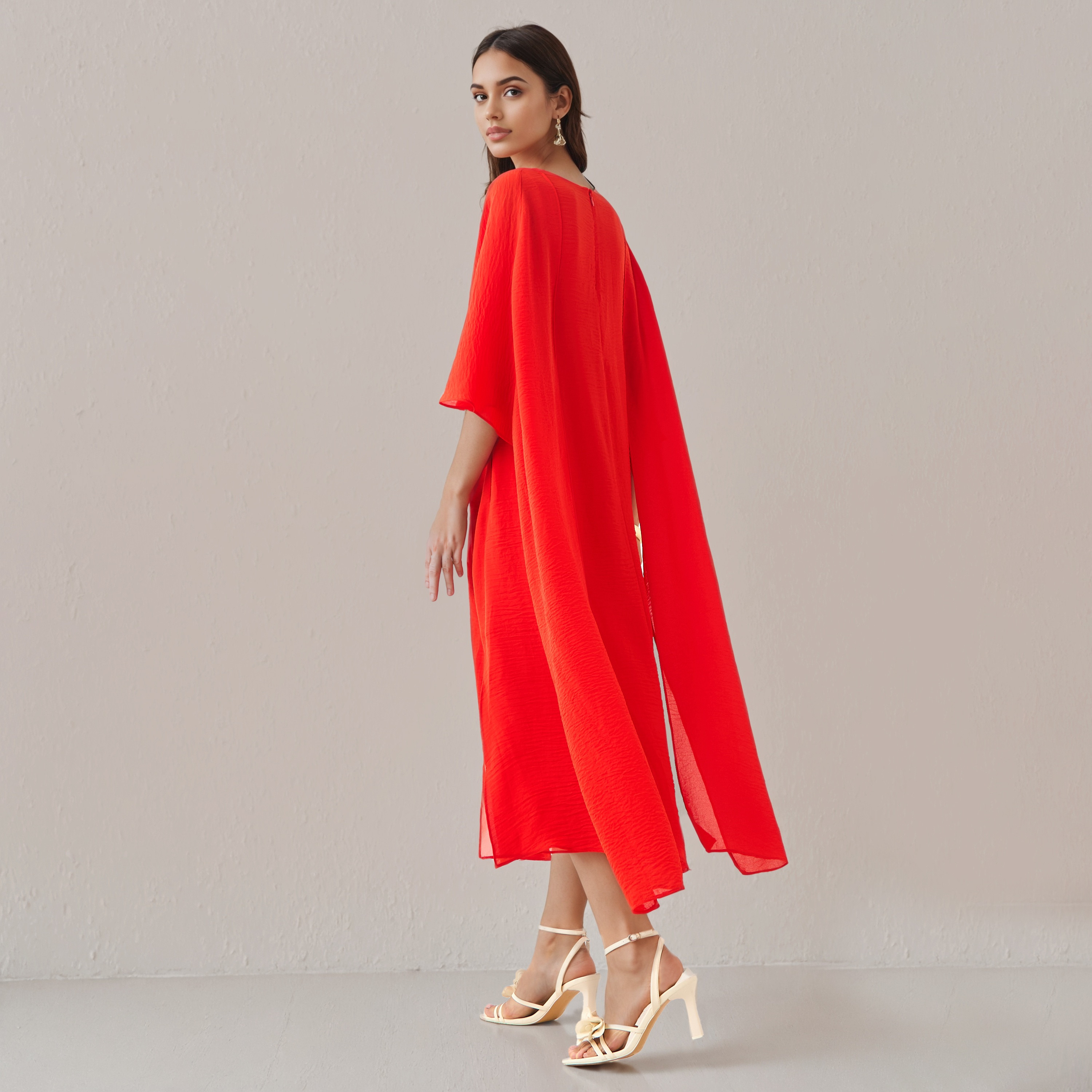 Iconic Midi Party Dress with Cape Sleeves-women-clothing-dresses-image-3