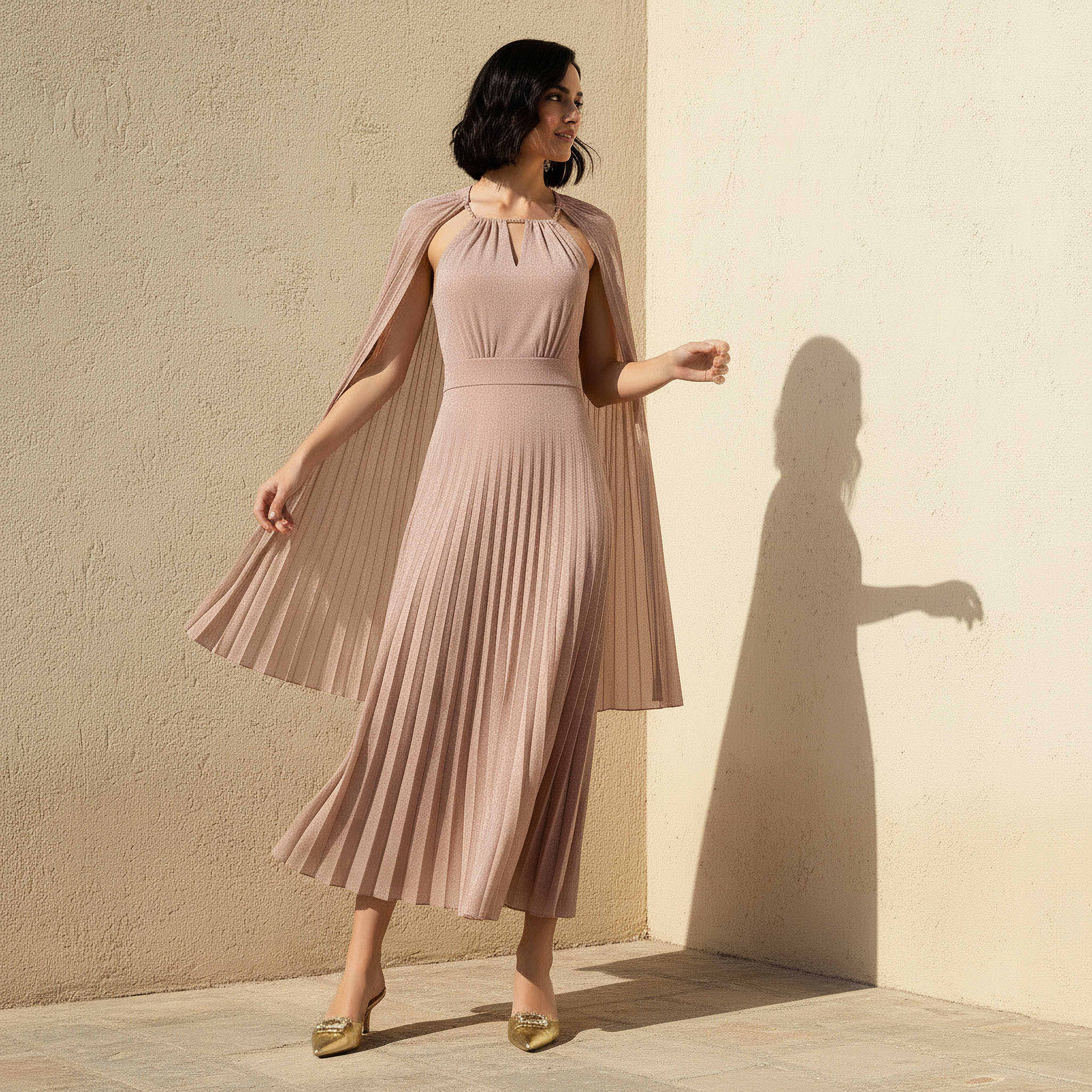 Iconic A-line Maxi Dress with Cape-women-clothing-dresses-image-4
