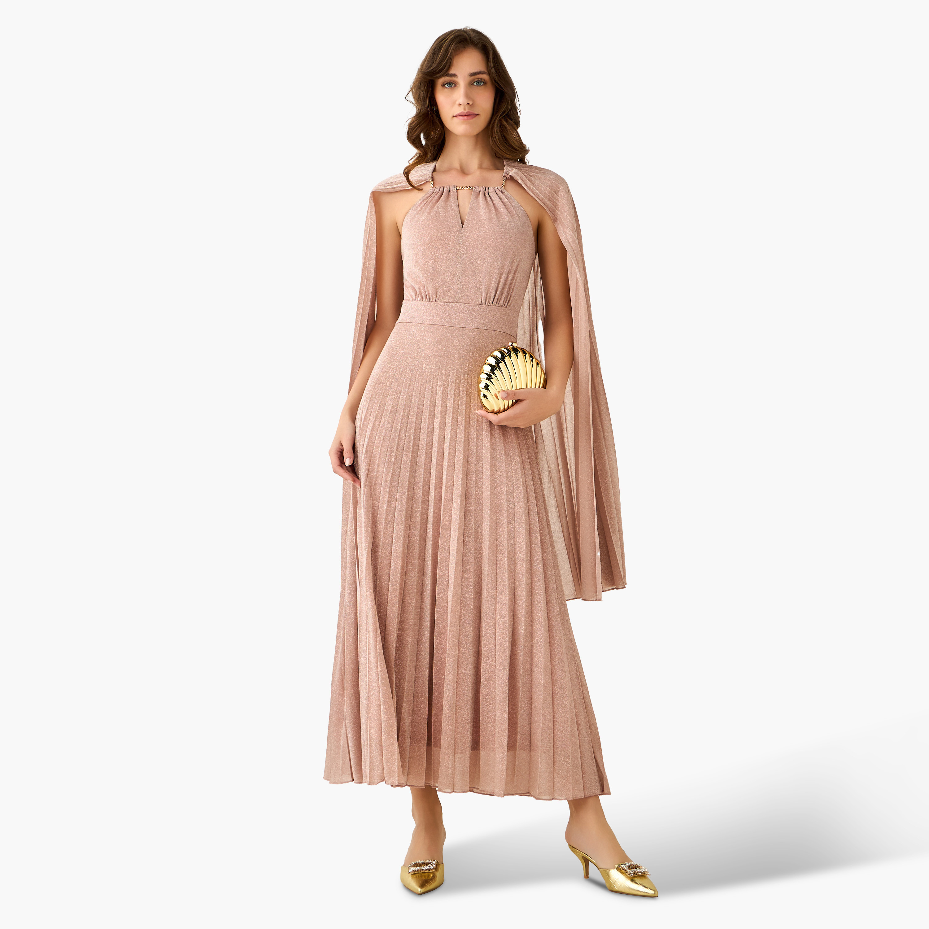 Iconic A-line Maxi Dress with Cape-women-clothing-dresses-image-5