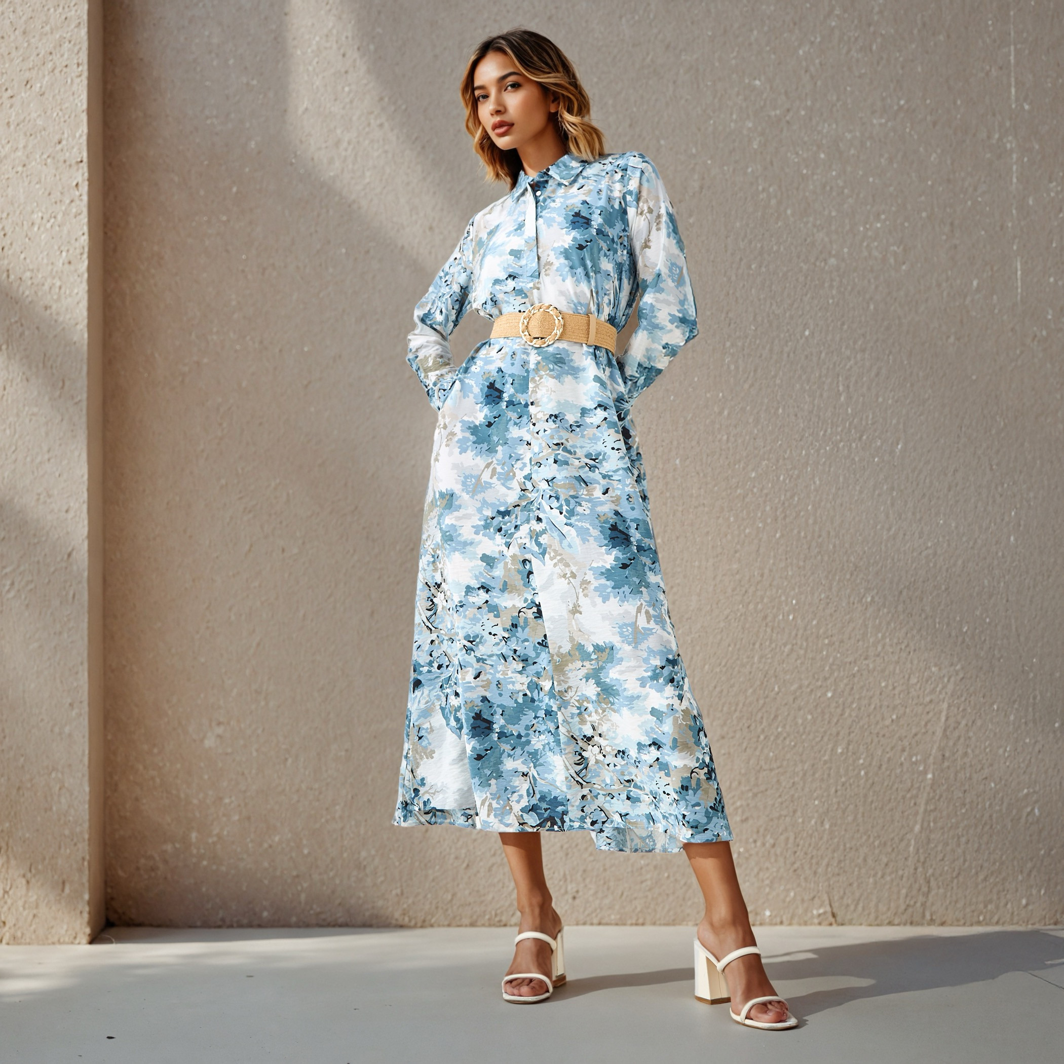 Iconic Floral Print Women Shirt Dress with Collar-women-clothing-dresses-image-2