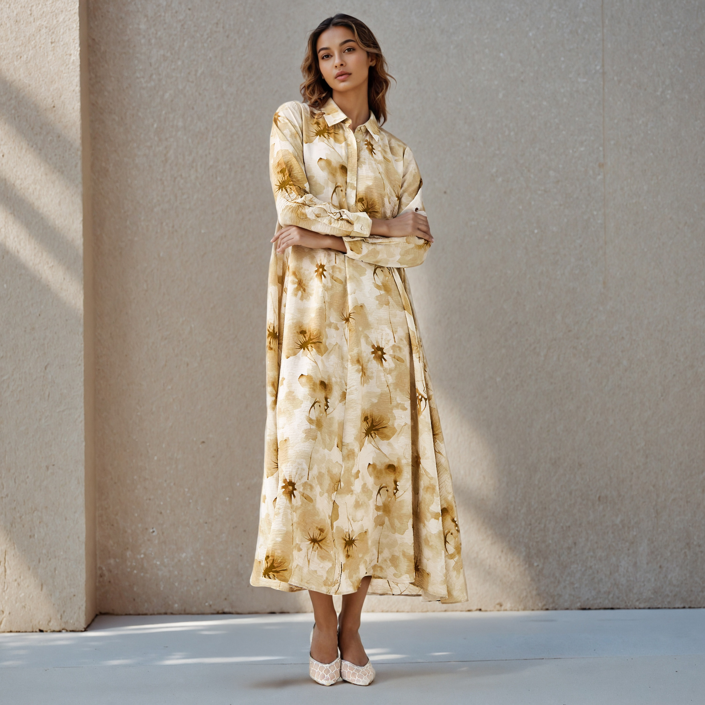Iconic Floral Print Women Shirt Dress with Collar-women-clothing-dresses-image-1