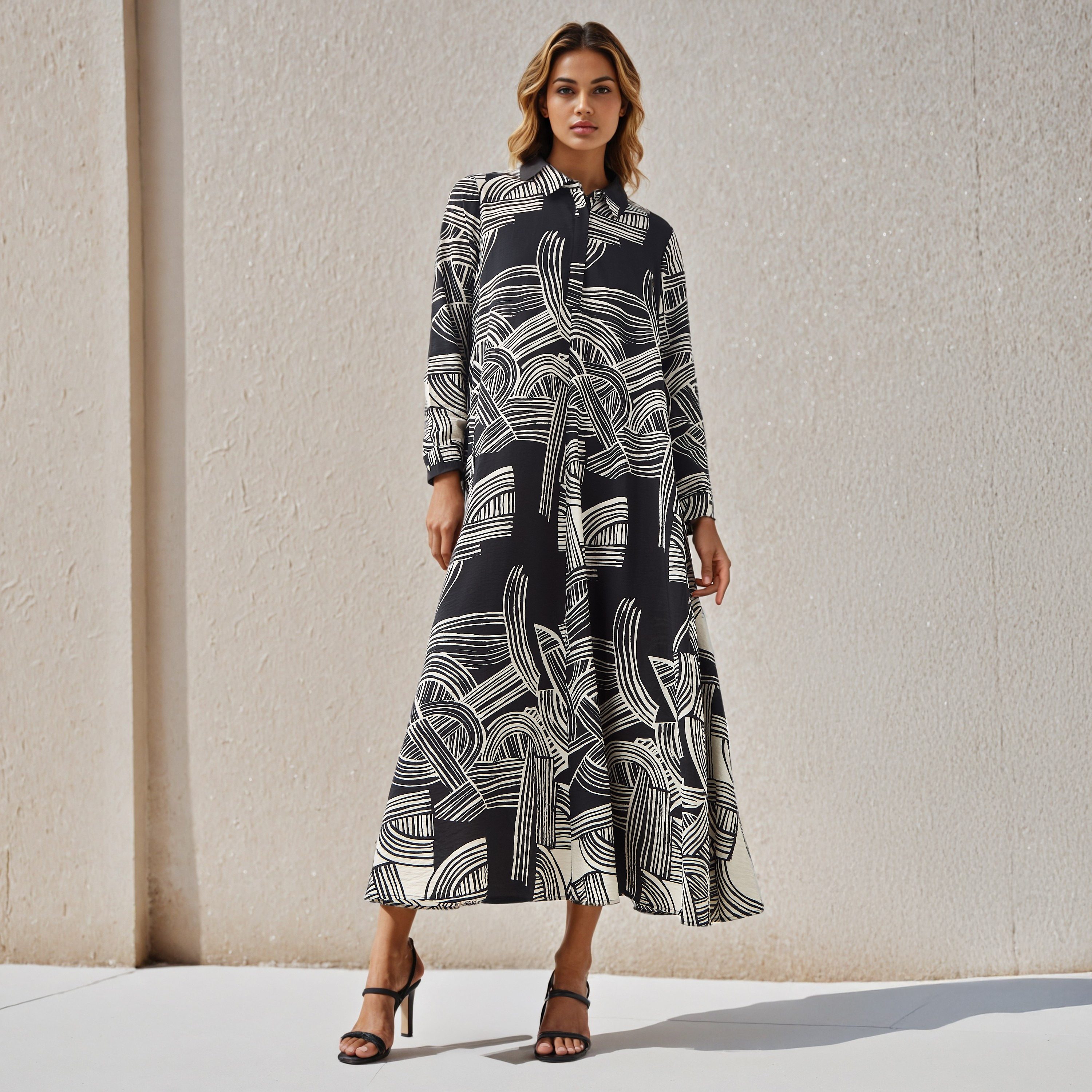 Iconic Printed Shirt Women Dress with Collar-women-clothing-dresses-image-1