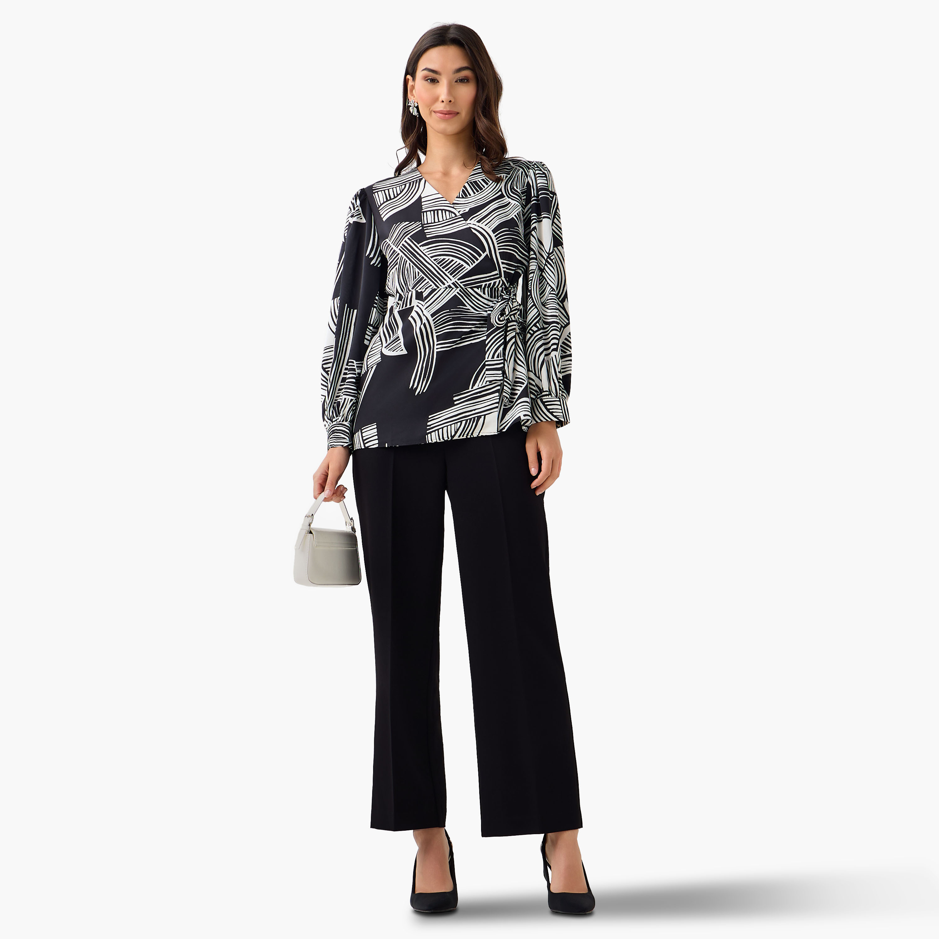 Iconic Regular Fit Wrap Top with Geometric Print-women-clothing-shirtsandblouses-blouses-image-2