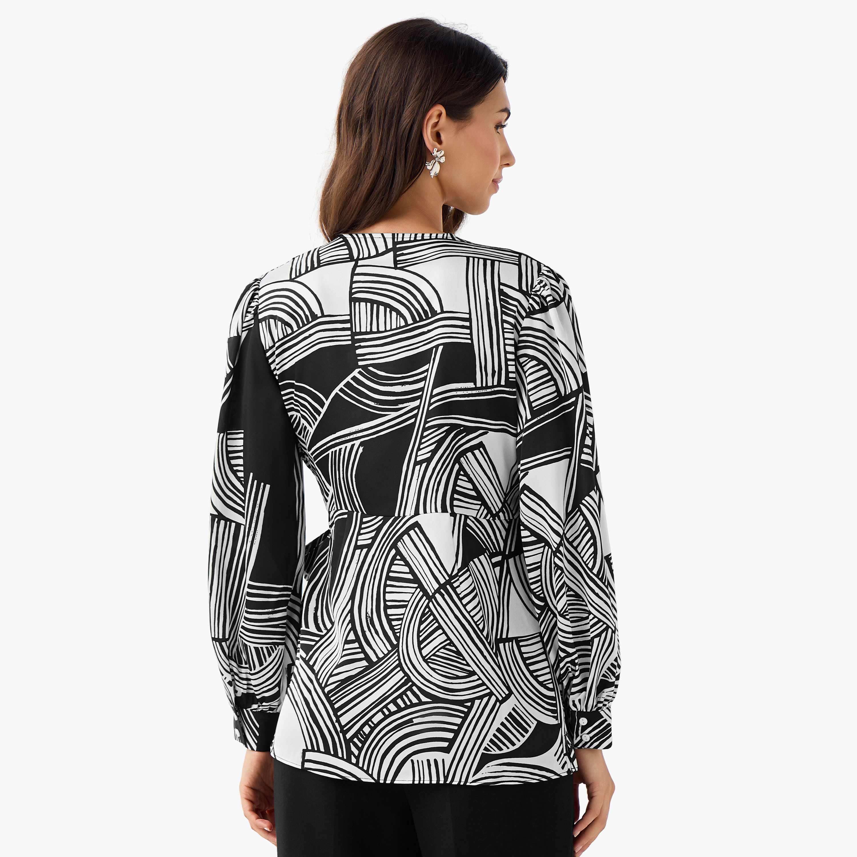 Iconic Regular Fit Wrap Top with Geometric Print-women-clothing-shirtsandblouses-blouses-image-3