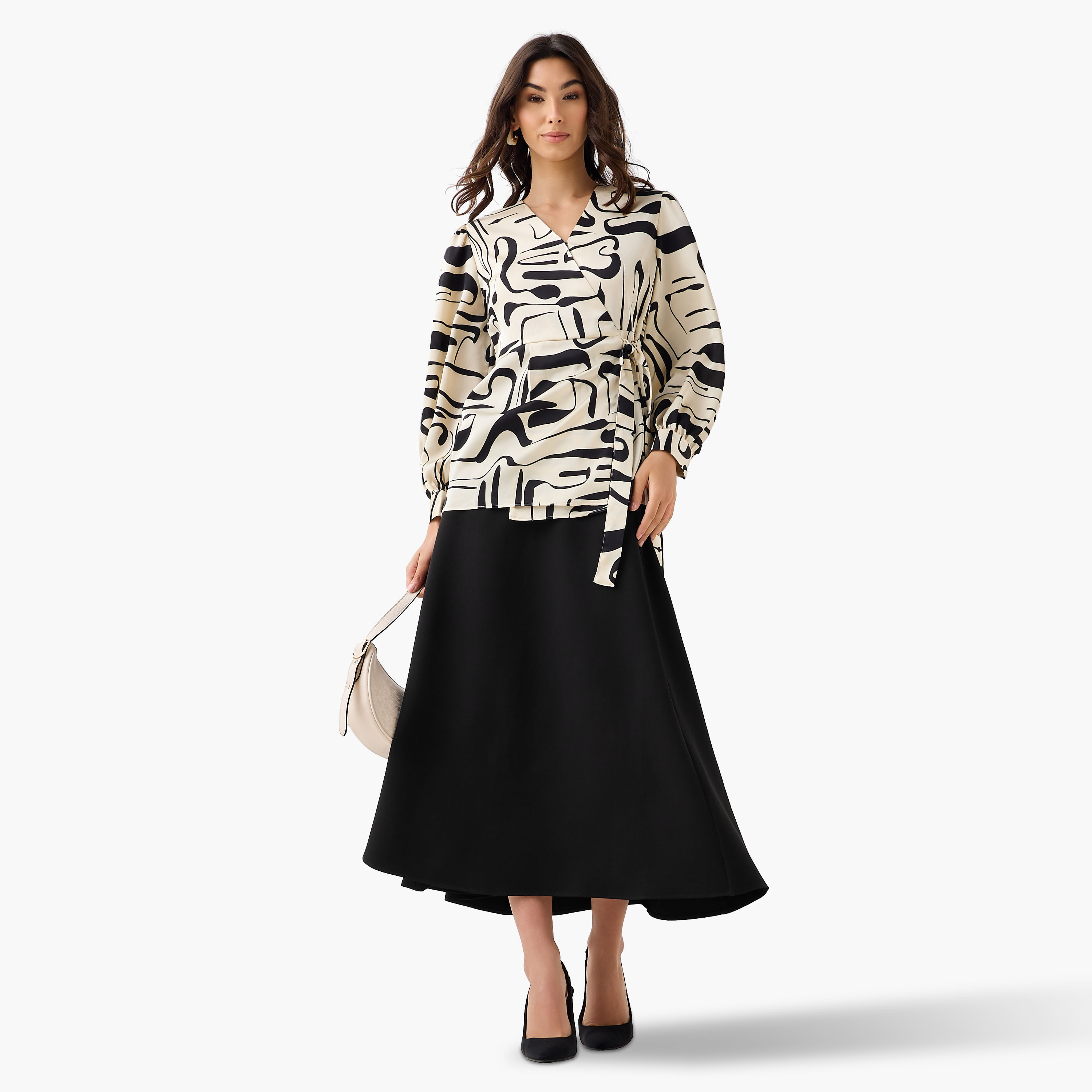 Iconic Regular Fit Wrap Top with Abstract Print-women-clothing-shirtsandblouses-blouses-image-2