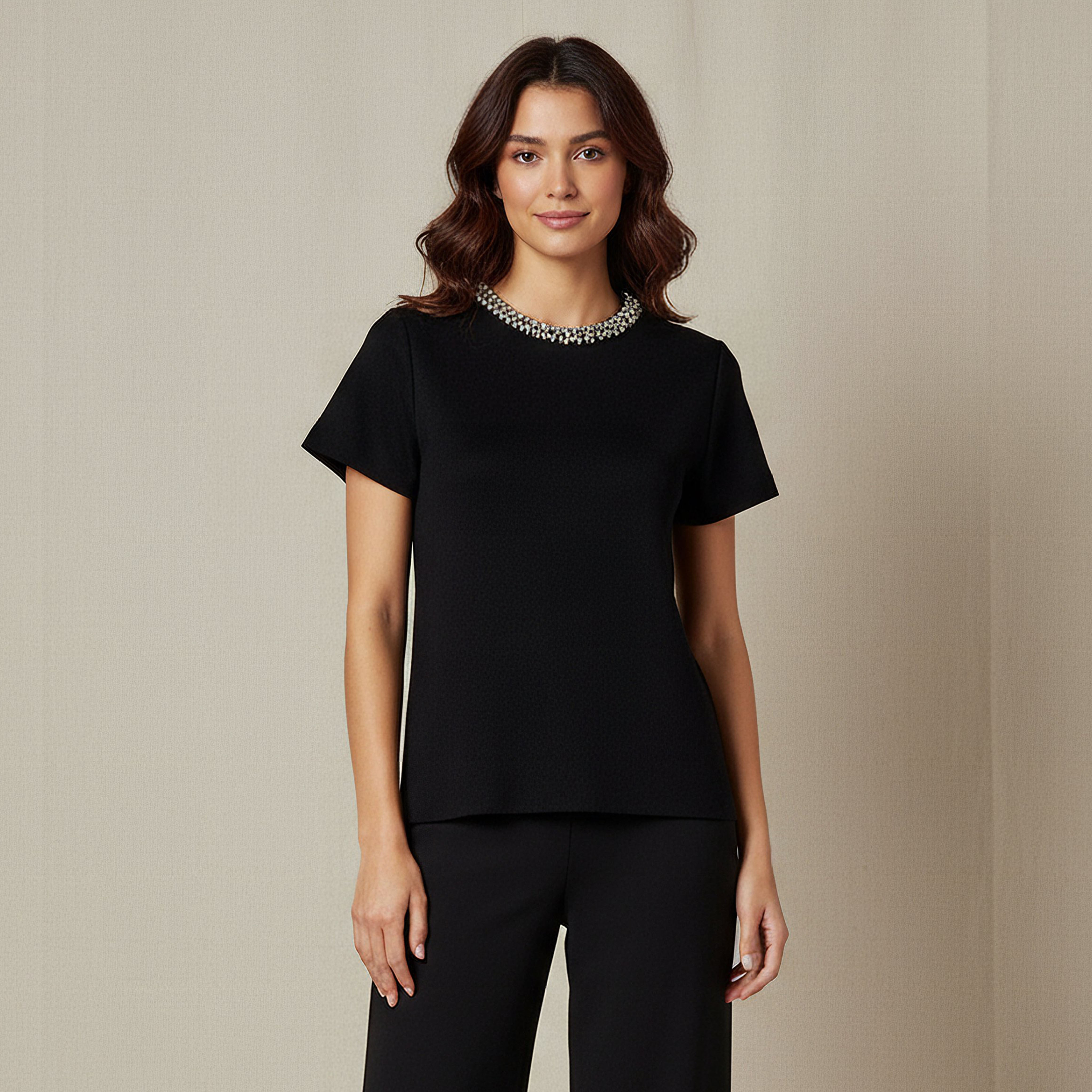 Iconic Regular Fit Top with Embellishment-women-clothing-tshirts-image-1
