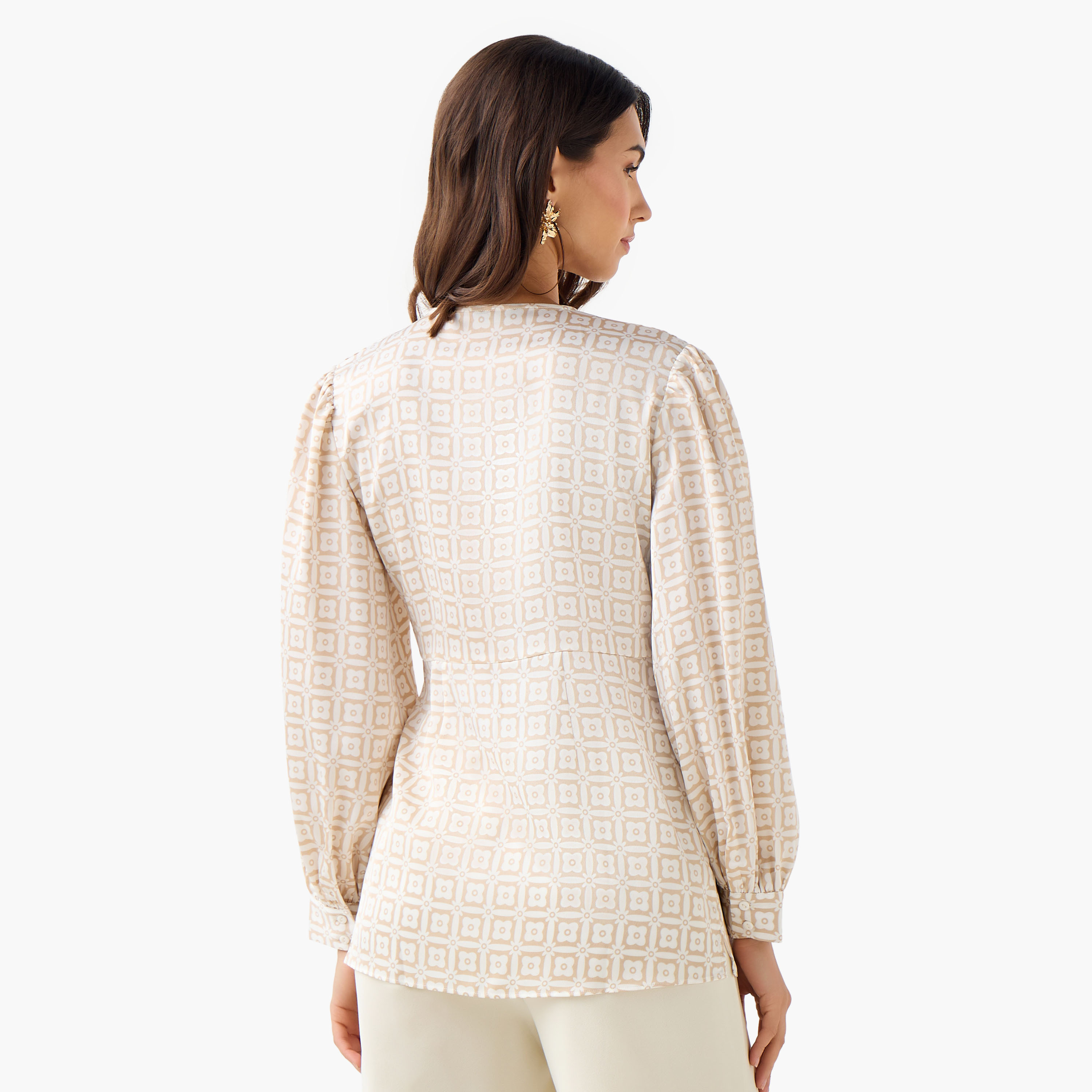 Iconic Regular Fit Wrap Top with Geometric Print-women-clothing-shirtsandblouses-blouses-image-3