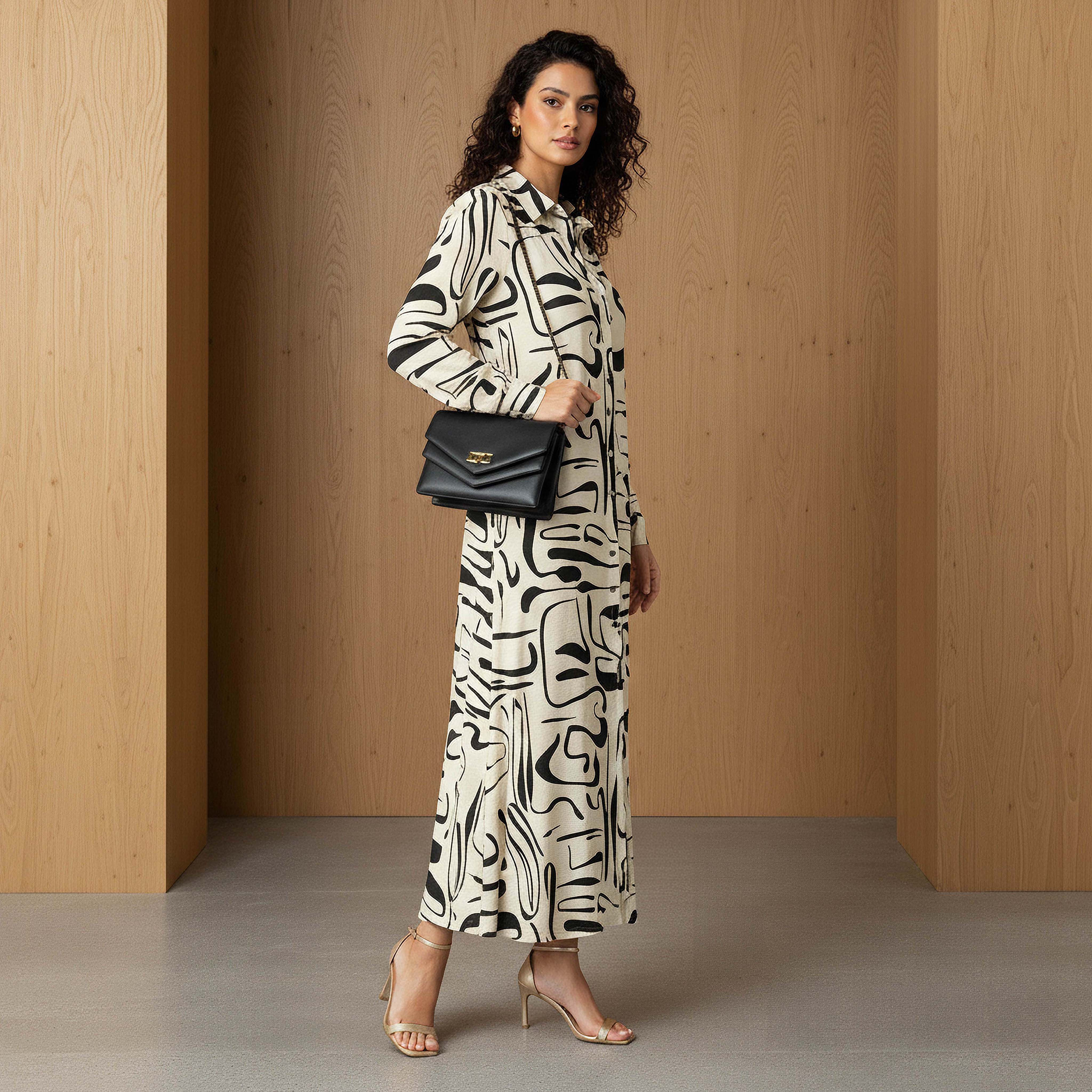 Iconic Printed Shirt Women Dress with Collar-women-clothing-dresses-image-2