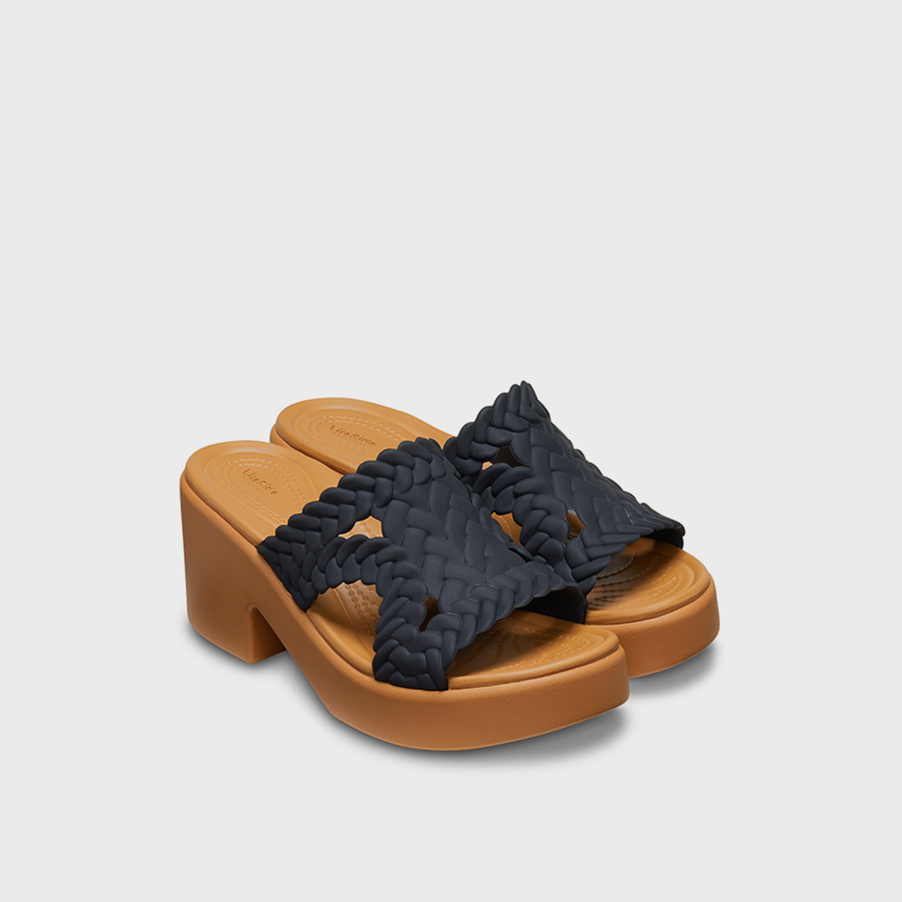 Crocs Women's Slip On Brooklyn Woven Slide Block Heels | 209979-001-women-shoes-heels-image-1