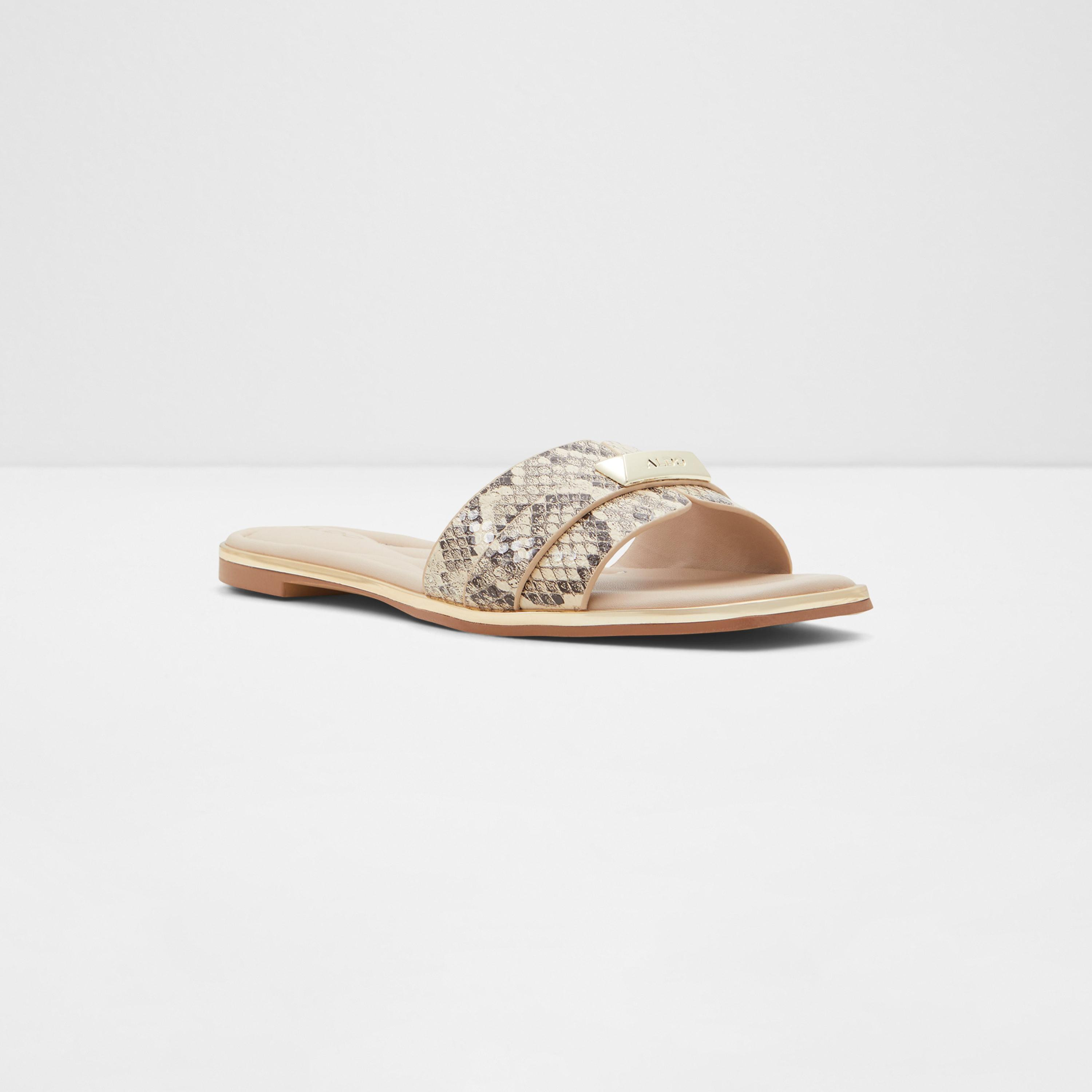 صنادل ألدو دارين النسائية ذات مسطح مربع والمفتوح عند أصابع القدم مع جلد الثعبان-women-shoes-sandals-flats-image-1