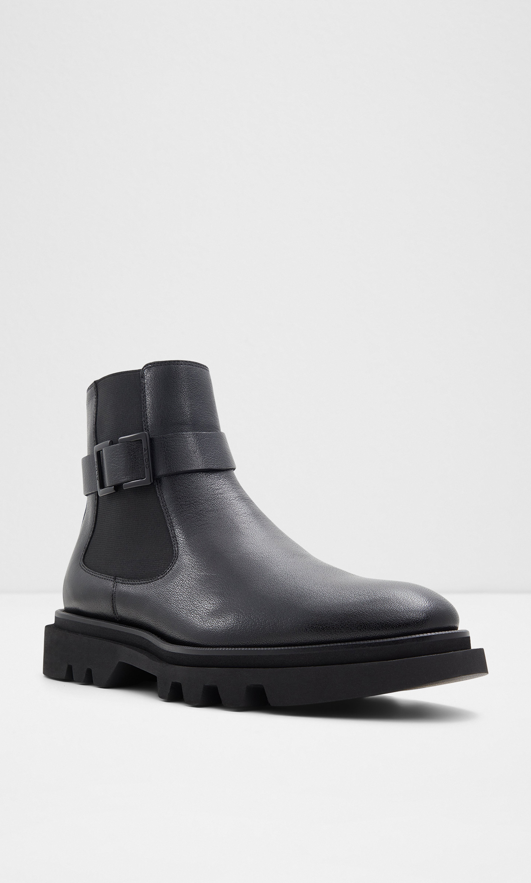 Mens black chelsea boots with sale buckle