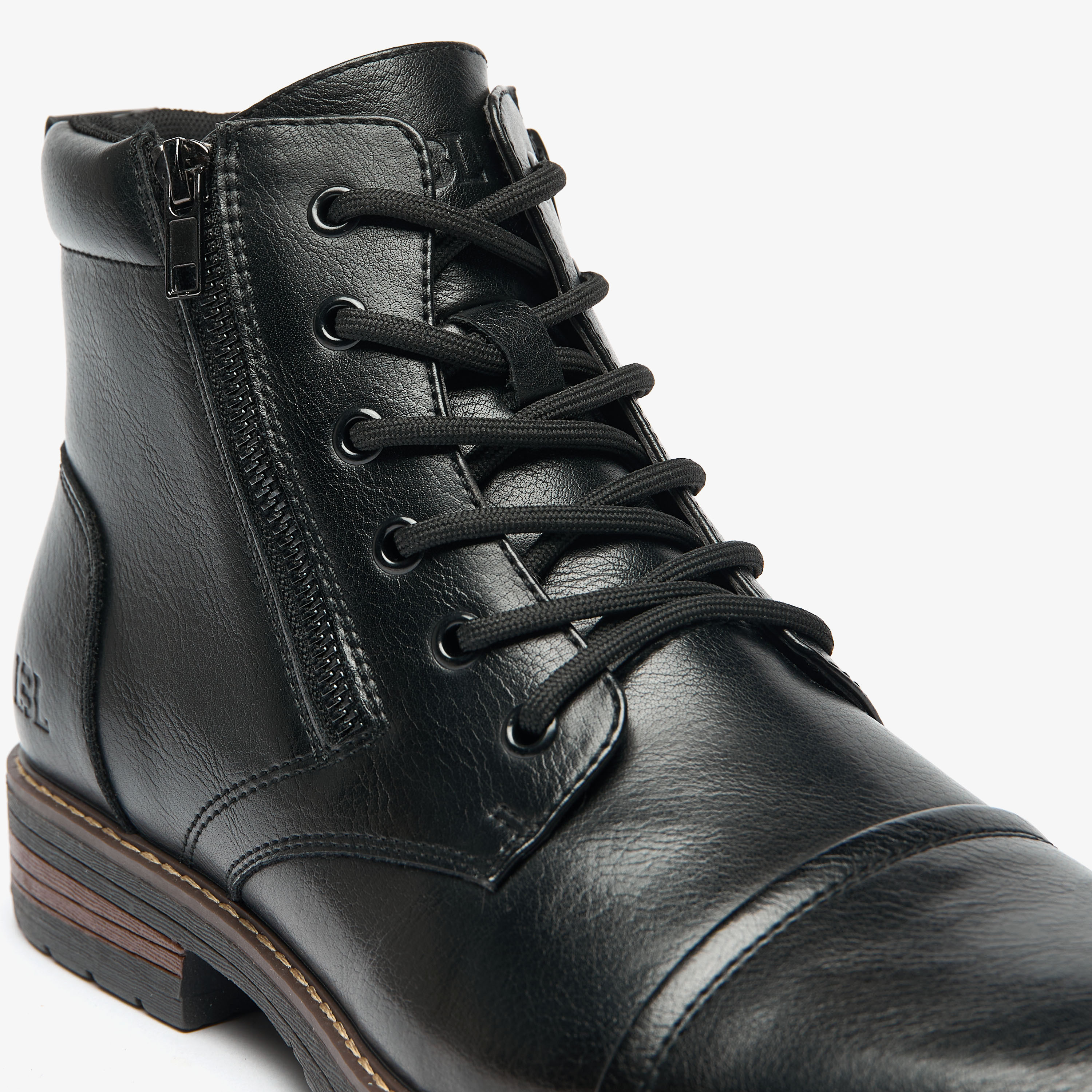 LBL By Shoexpress Textured Chukka Boots with Zip Closure-men-shoes-boots-image-5
