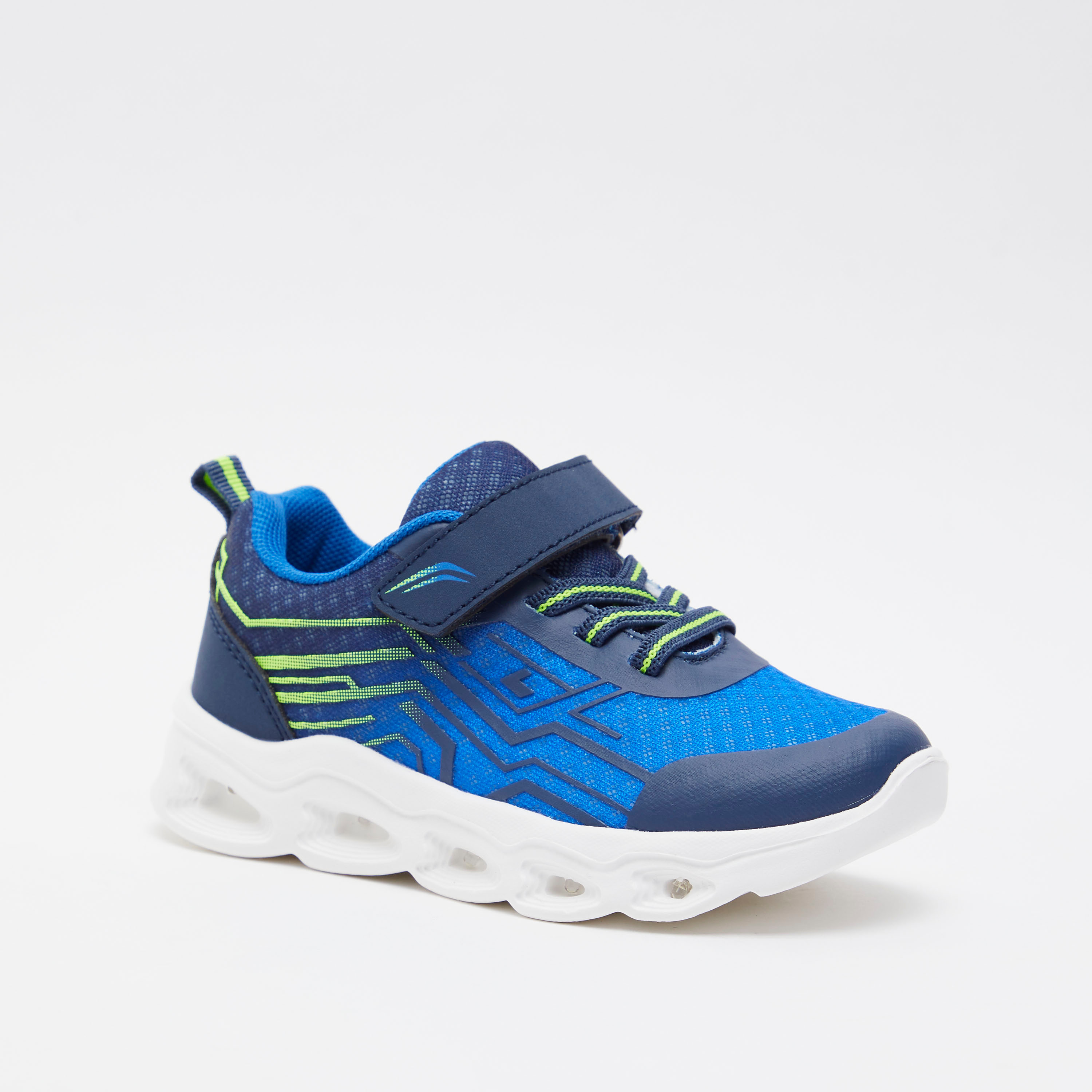 Juniors Textured Sneakers with Hook and Loop Closure-boys-shoes-sneakers-image-3