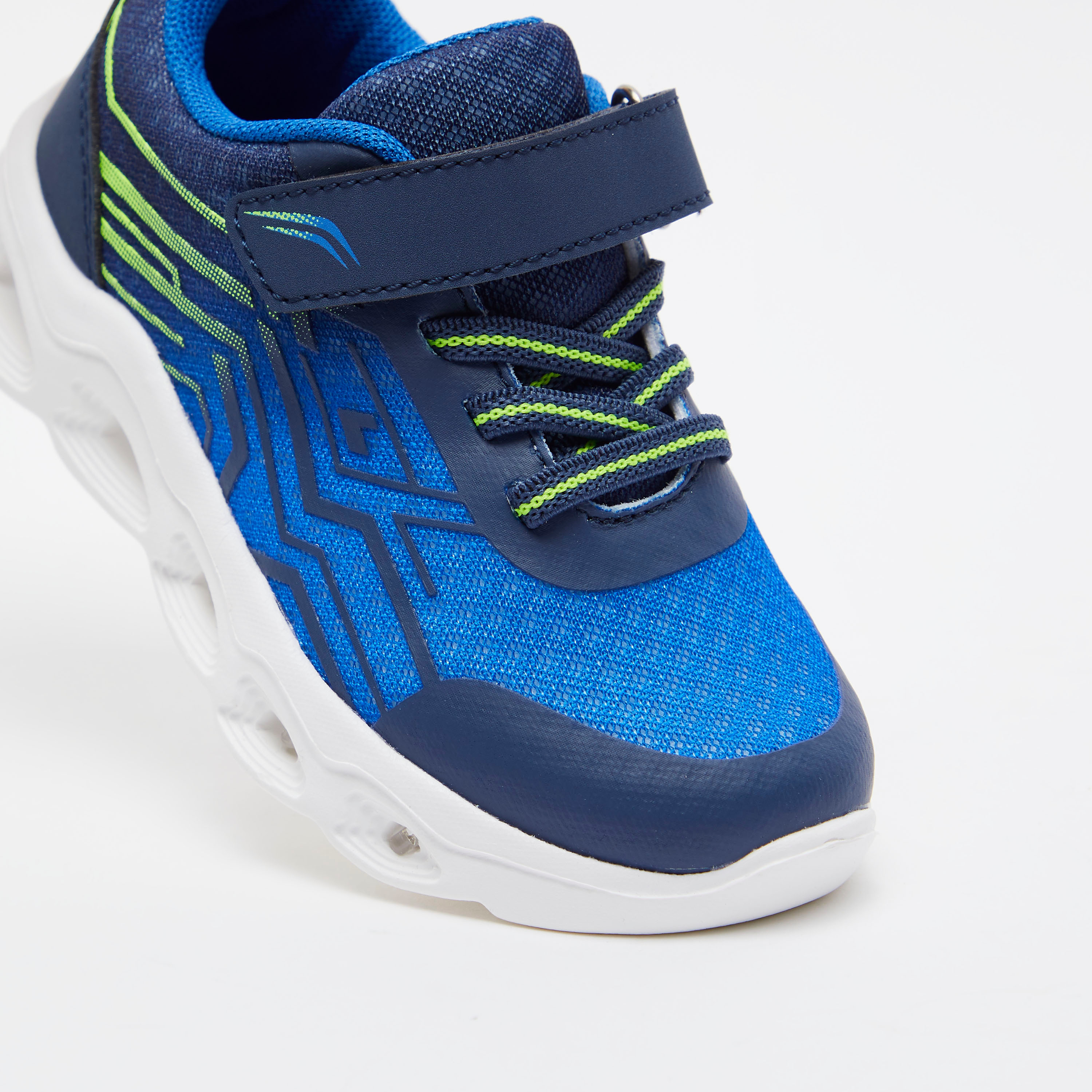 Juniors Textured Sneakers with Hook and Loop Closure-boys-shoes-sneakers-image-5