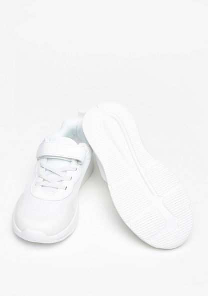 #tag18. Textured Low Ankle Sneakers with Hook and Loop Closure