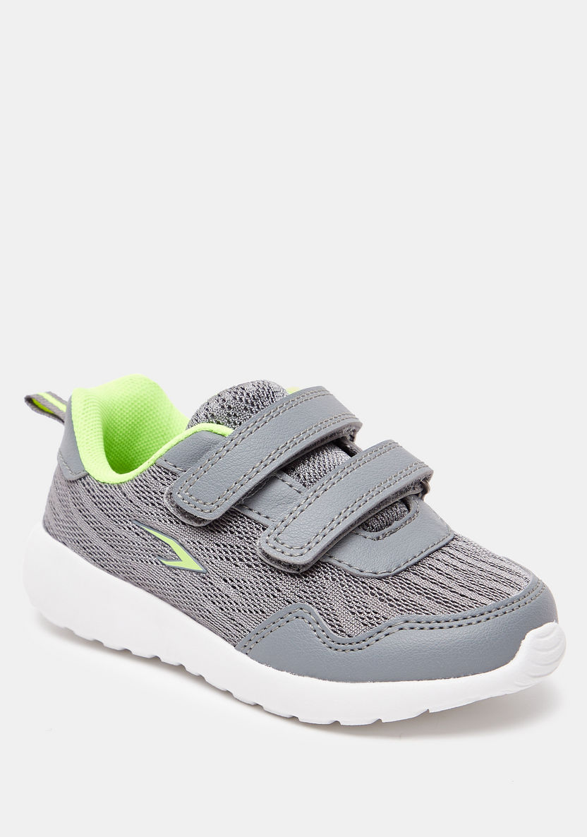 Dash Textured Sneakers with Hook and Loop Closure-Boy%27s School Shoes-image-1