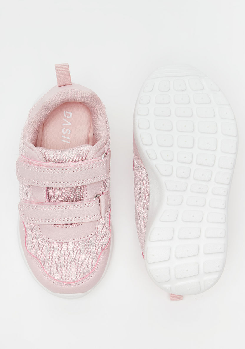 Dash Textured Sneakers with Hook and Loop Closure-Girl%27s Sneakers-image-4