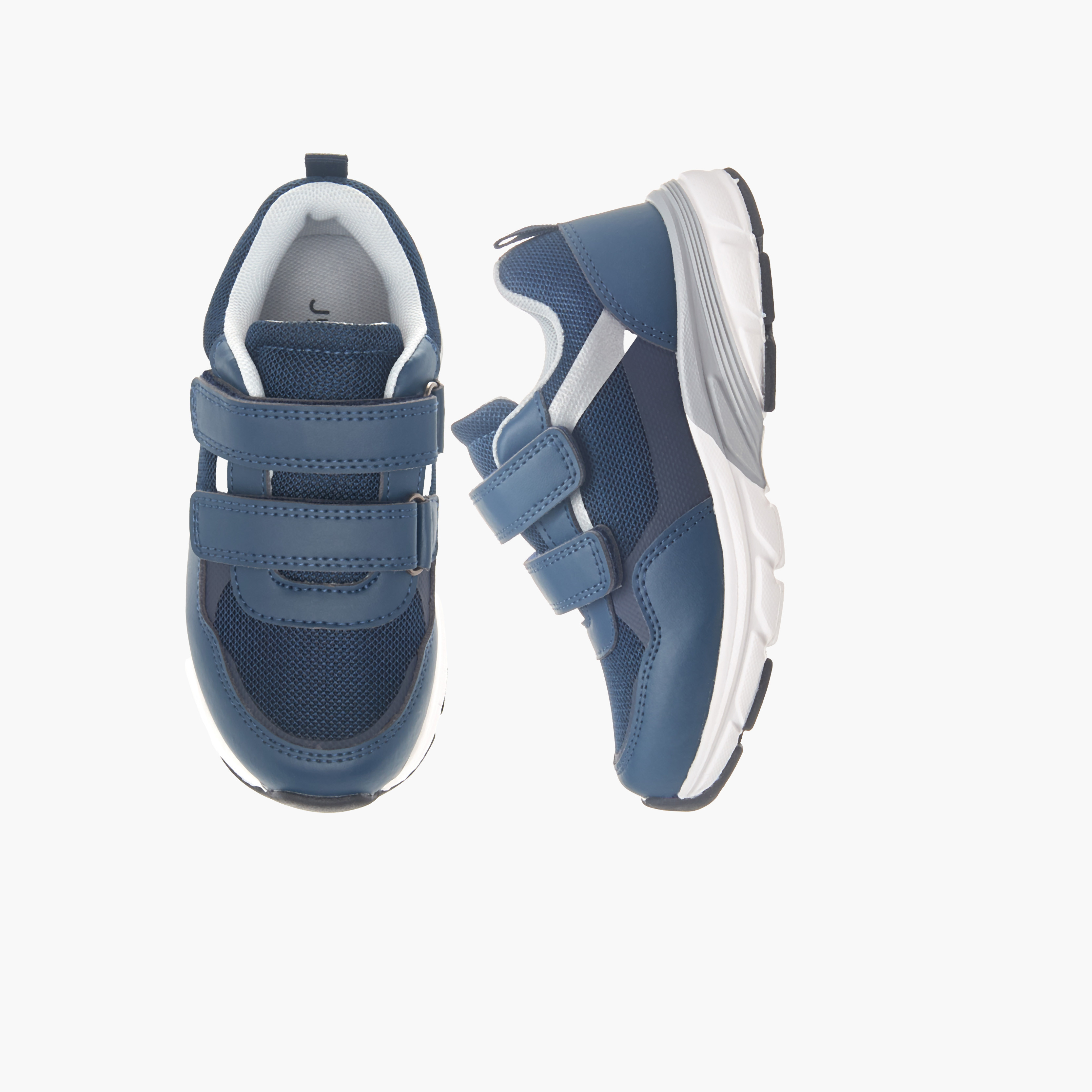 Juniors Colourblock Ankle Sneakers with Hook and Loop Closure-boys-shoes-sneakers-image-1