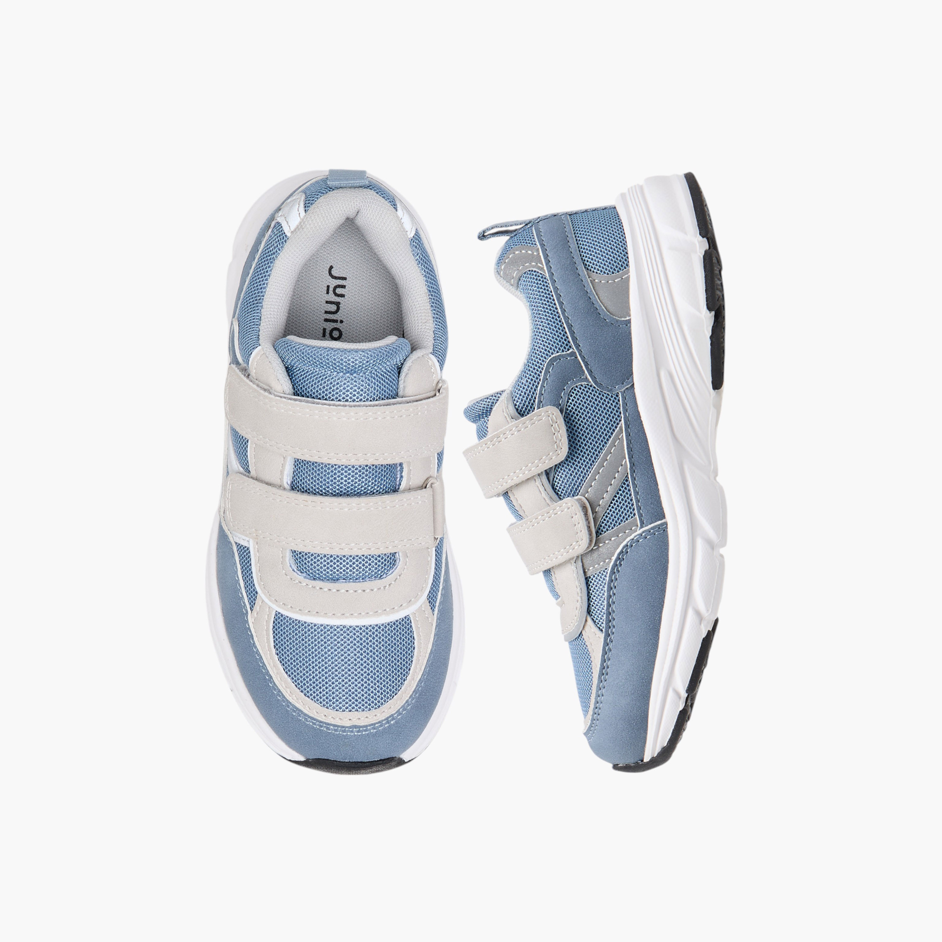 Juniors Panelled Sneakers with Hook and Loop Closure-boys-shoes-sneakers-image-1