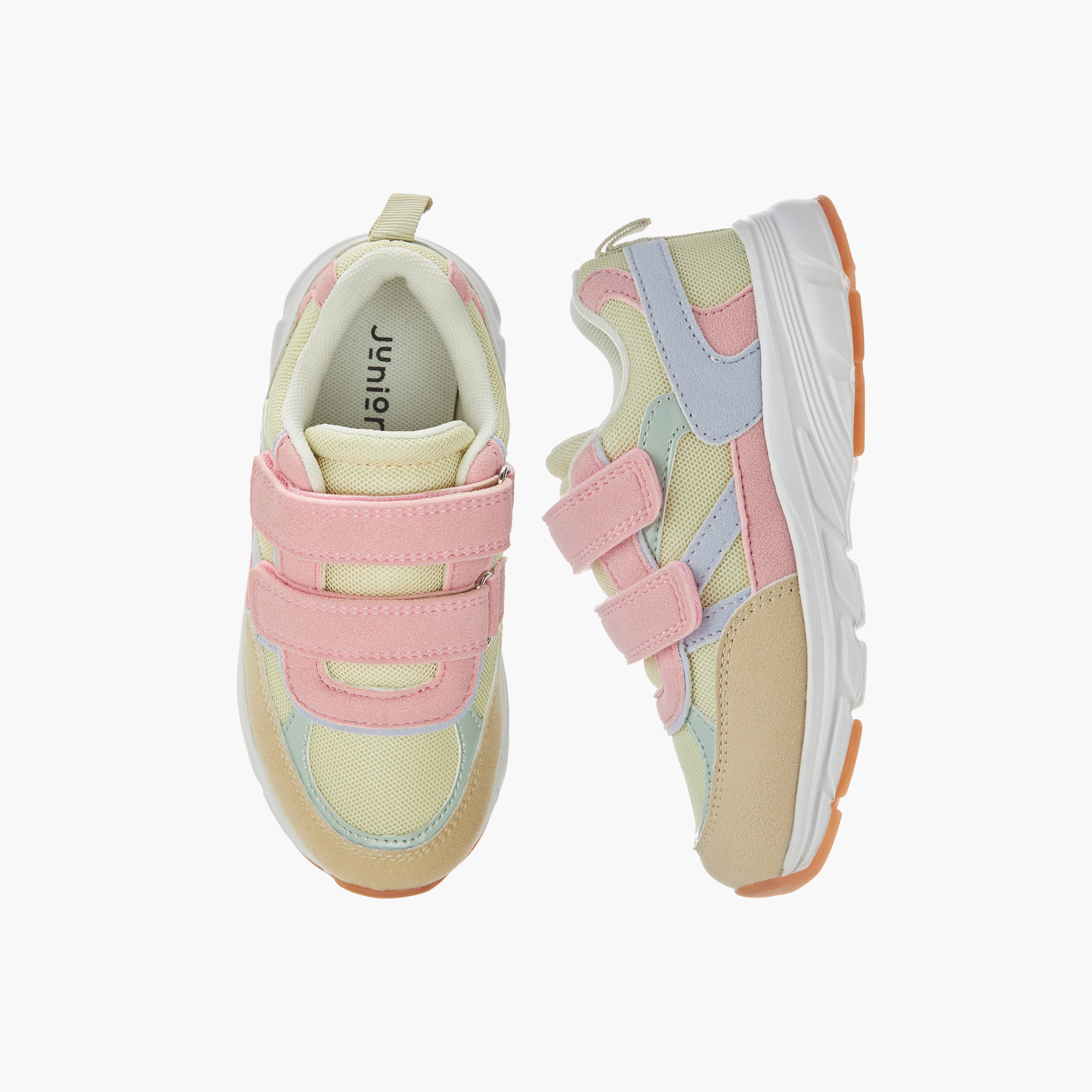 Juniors Colourblock Sneakers with Hook and Loop Closure-girls-shoes-sneakers-image-1