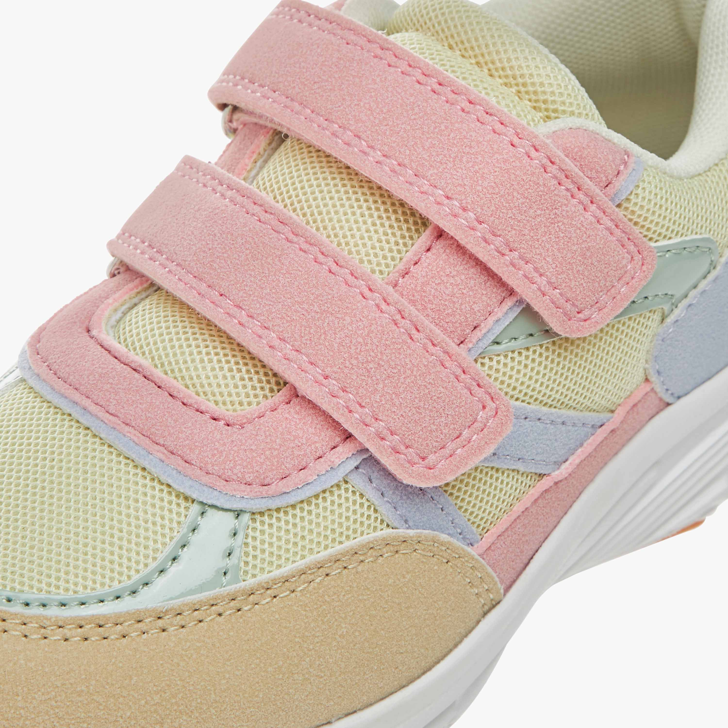 Juniors Colourblock Sneakers with Hook and Loop Closure-girls-shoes-sneakers-image-4