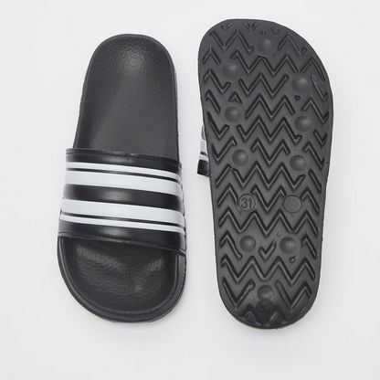 Panelled Open Toe Slide Slippers