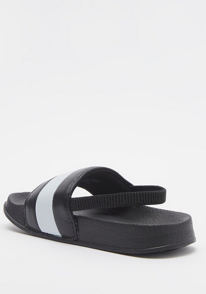 Panelled Open Toe Slide Slippers with Elastic Strap-Boy%27s Flip Flops & Beach Slippers-image-2