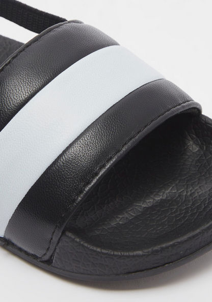 Panelled Open Toe Slide Slippers with Elastic Strap-Boy%27s Flip Flops & Beach Slippers-image-3
