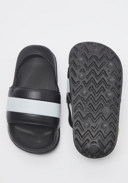 Panelled Open Toe Slide Slippers with Elastic Strap-Boy%27s Flip Flops & Beach Slippers-image-4