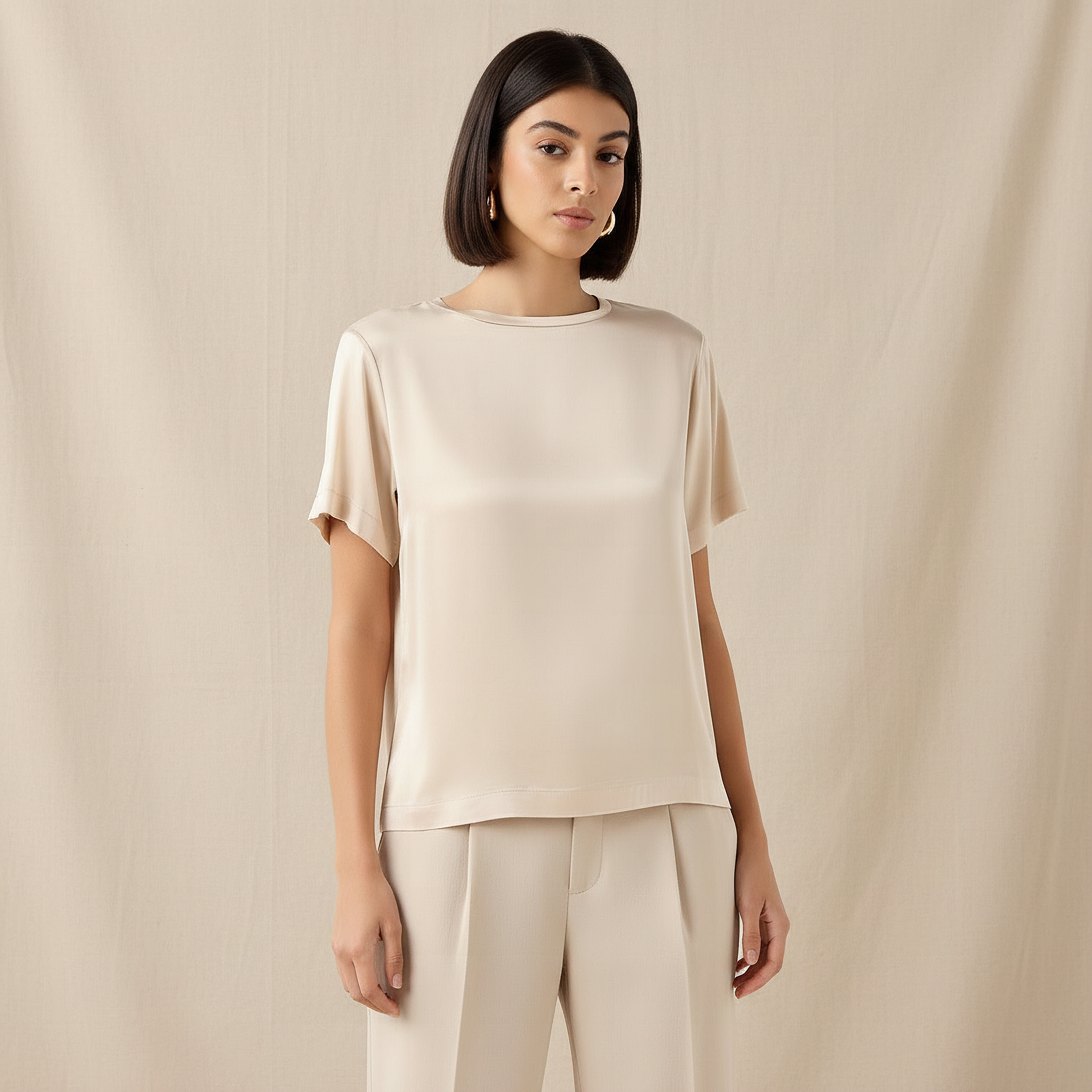 Iconic Regular Fit Viscose T-shirt-women-clothing-coordsets-image-1