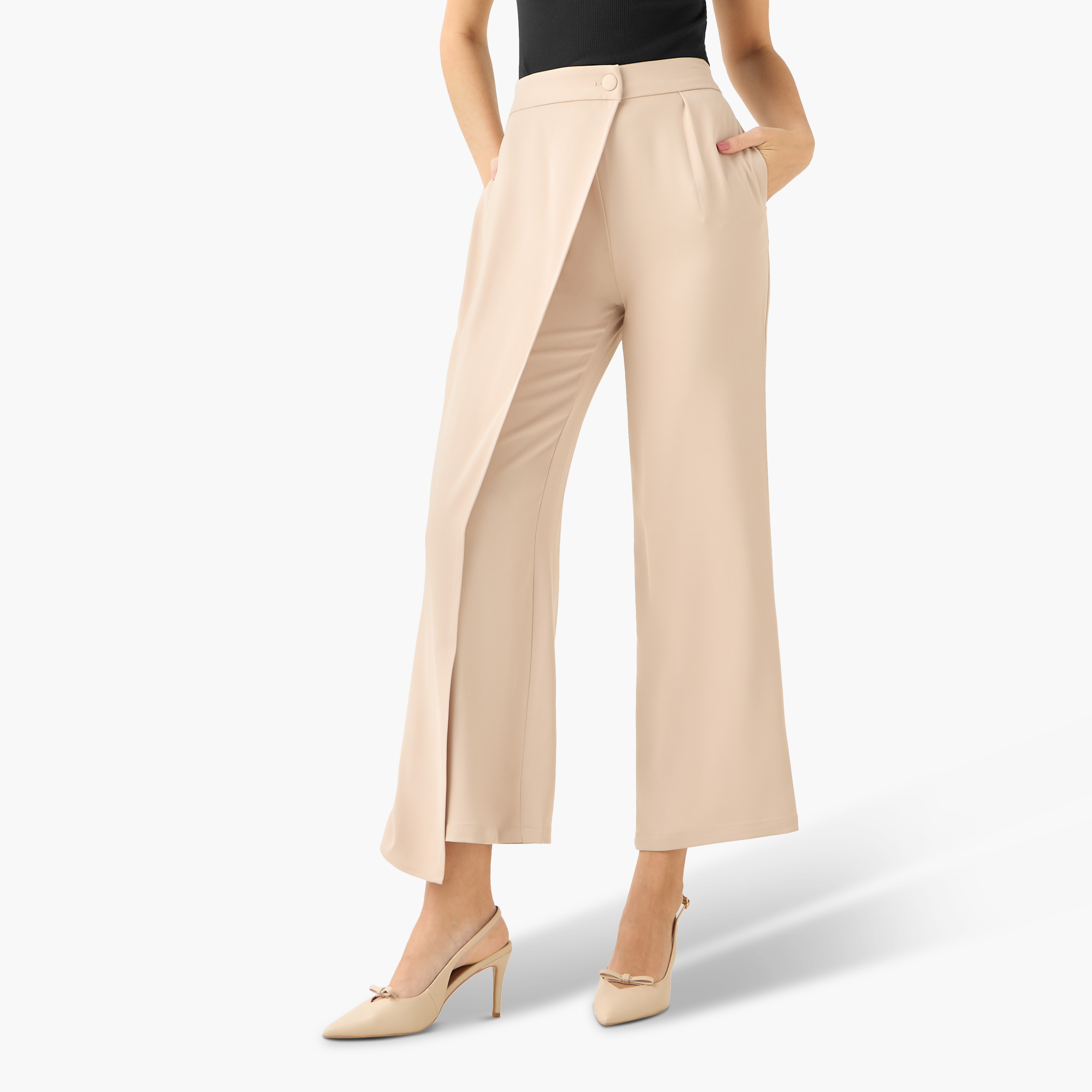 Iconic Straight Fit Button Waist Wrap Pants-women-clothing-coordsets-image-2