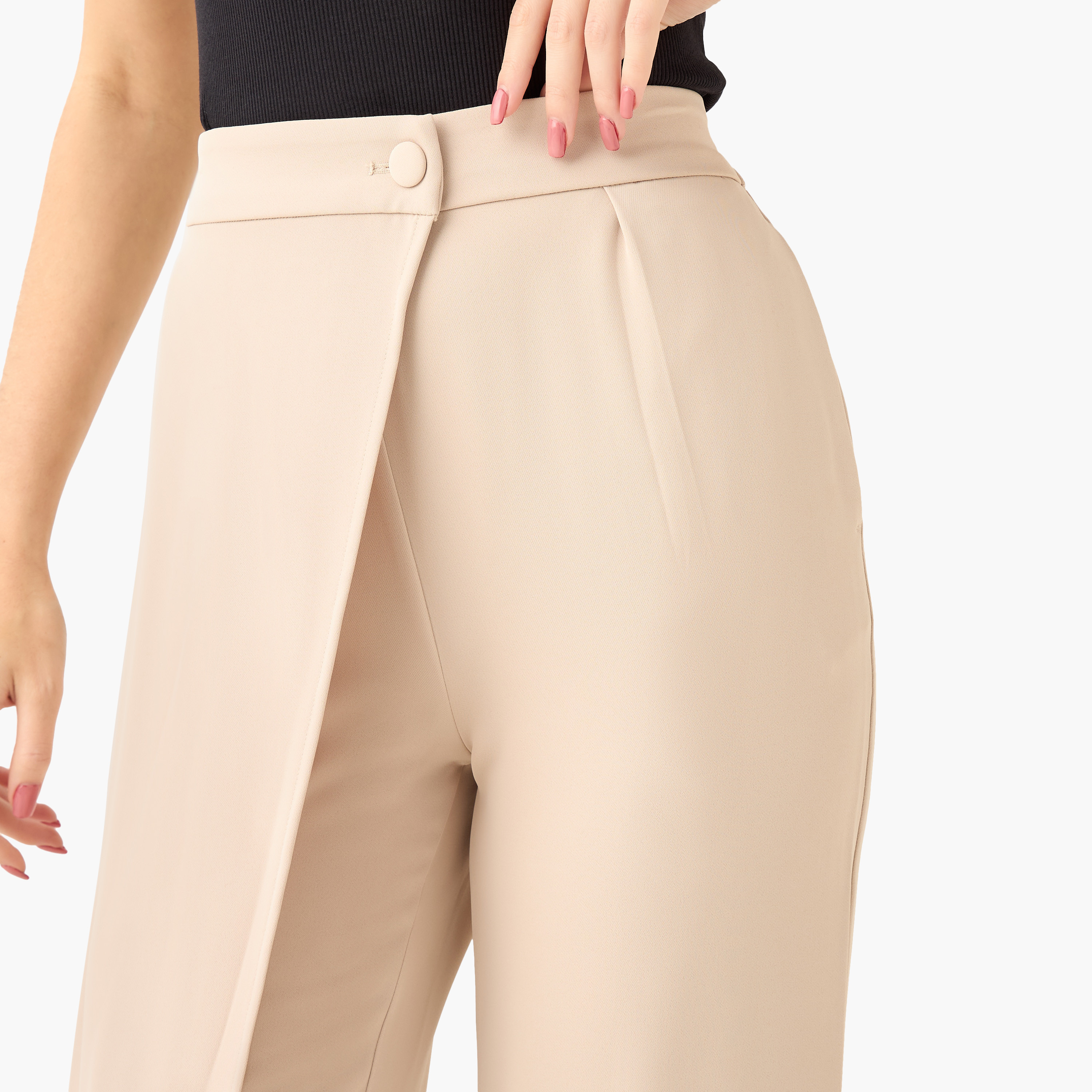 Iconic Straight Fit Button Waist Wrap Pants-women-clothing-coordsets-image-5