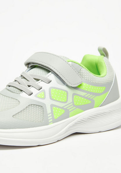 Dash Printed Sneakers with Hook and Loop Closure-Boy%27s Sports Shoes-image-3