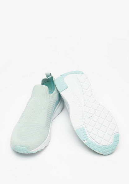 Dash Textured Slip-On Walking Shoes with Pull Tab-Girl%27s Sports Shoes-image-1
