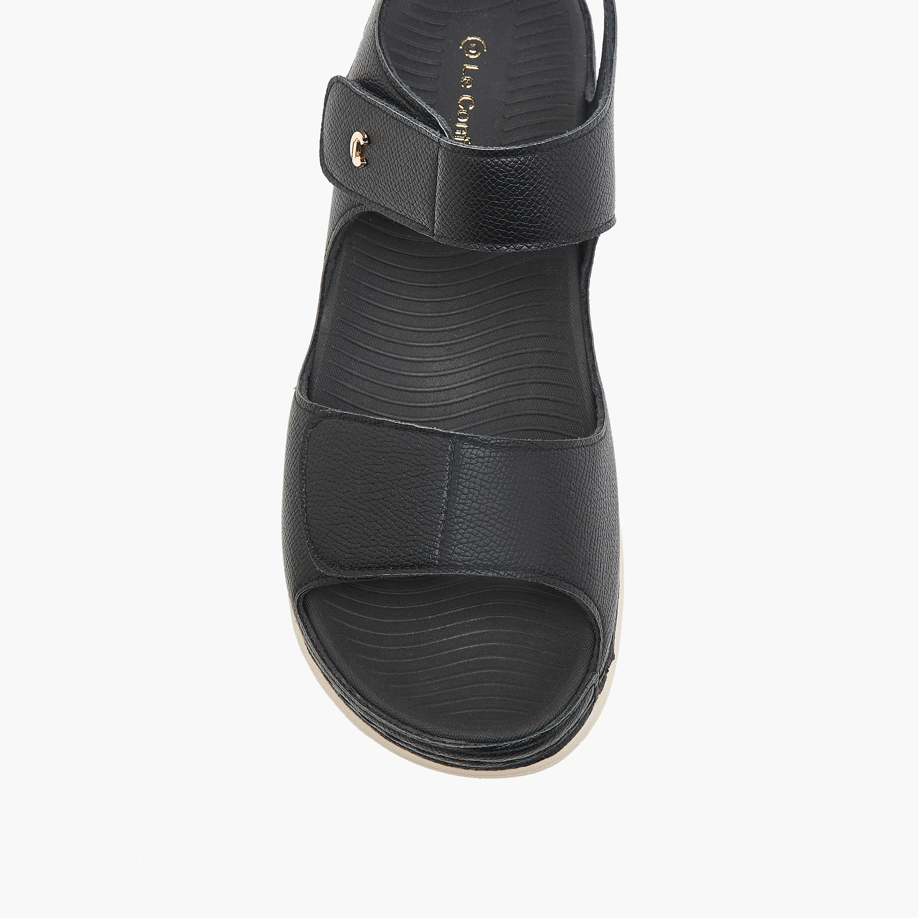 صندل مريح بارز الملمس بشريط إغلاق لاصق من لو كونفورت-women-shoes-flats-sandals-image-3