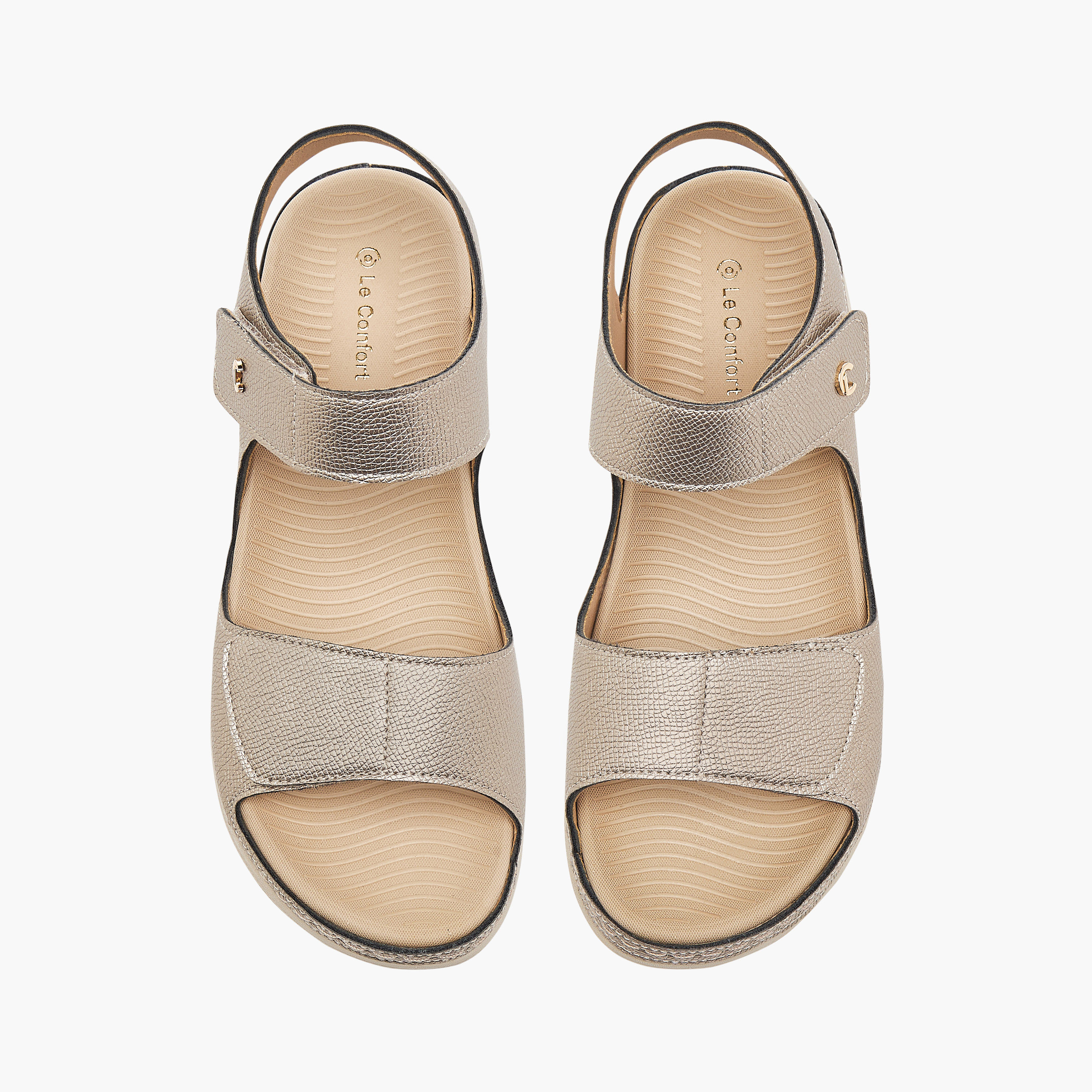 صندل مريح بارز الملمس بشريط إغلاق لاصق من لو كونفورت-women-shoes-flats-sandals-image-1