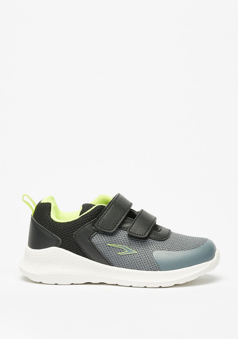 Dash Panelled Low-Ankle Sneakers with Hook and Loop Closure-Boy%27s Sports Shoes-image-0