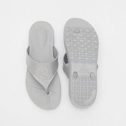 Glitter Detail Slip-On Thong Slippers