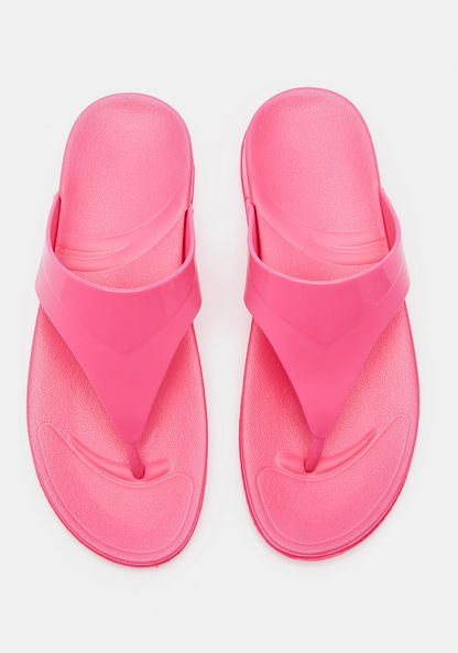 Solid Slip-On Thong Slippers-Women%27s Flip Flops & Beach Slippers-image-0