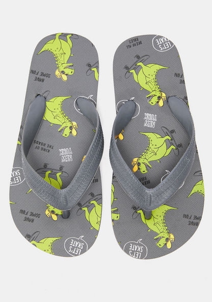 Dinosaur Print Slip-On Thong Slippers