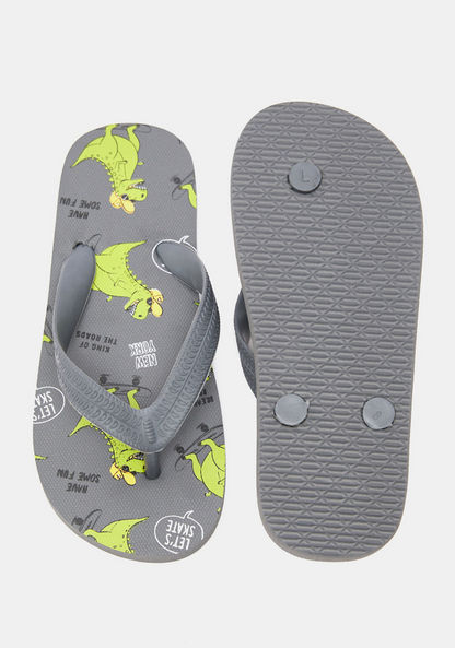 Dinosaur Print Slip-On Thong Slippers