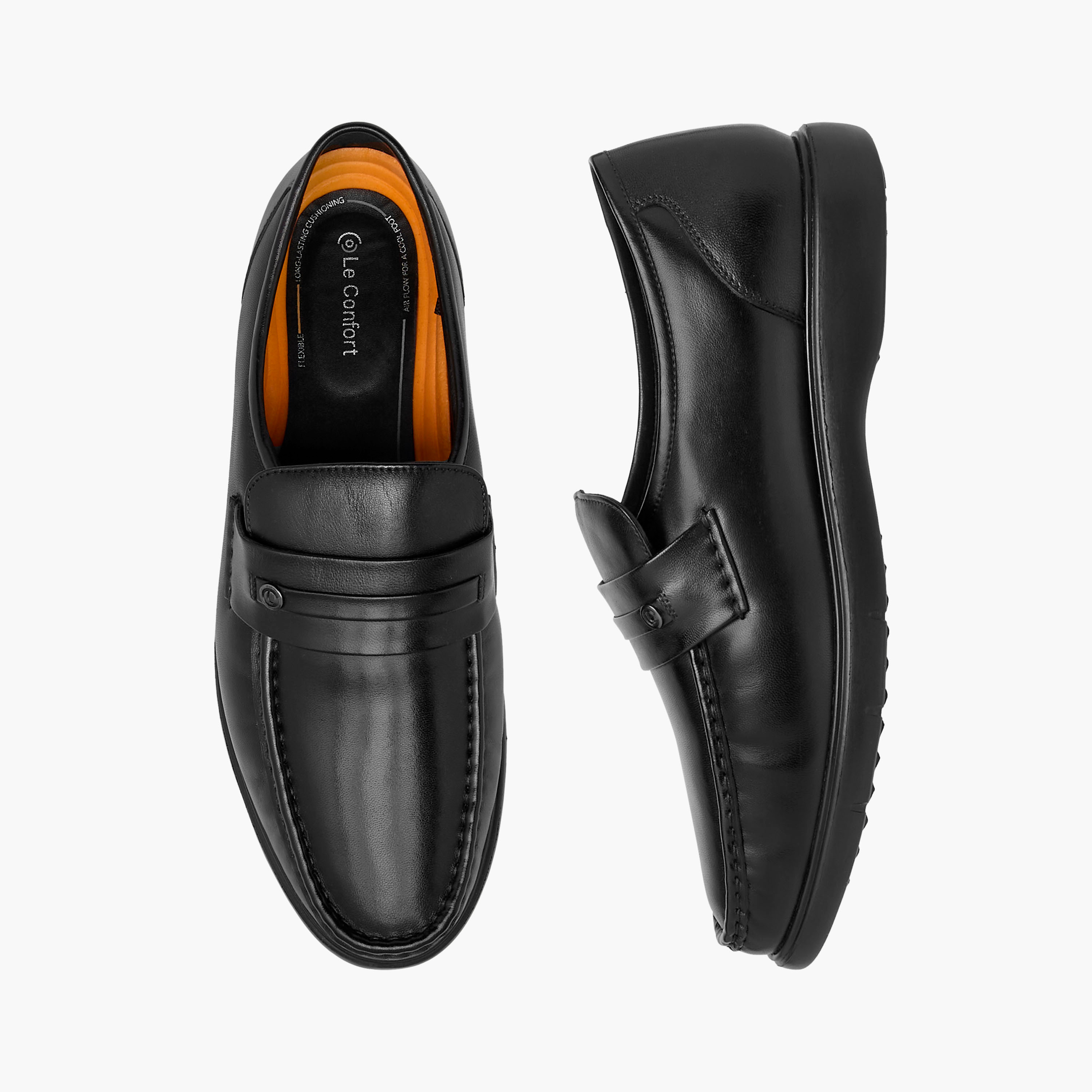 حذاء موكاسين جلد سادة سهل الارتداء من لو كونفورت -men-shoes-formalshoes-image-1